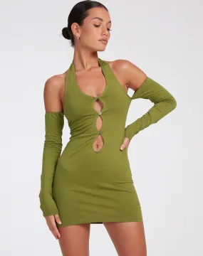 Hojay Mini Dress in Khaki