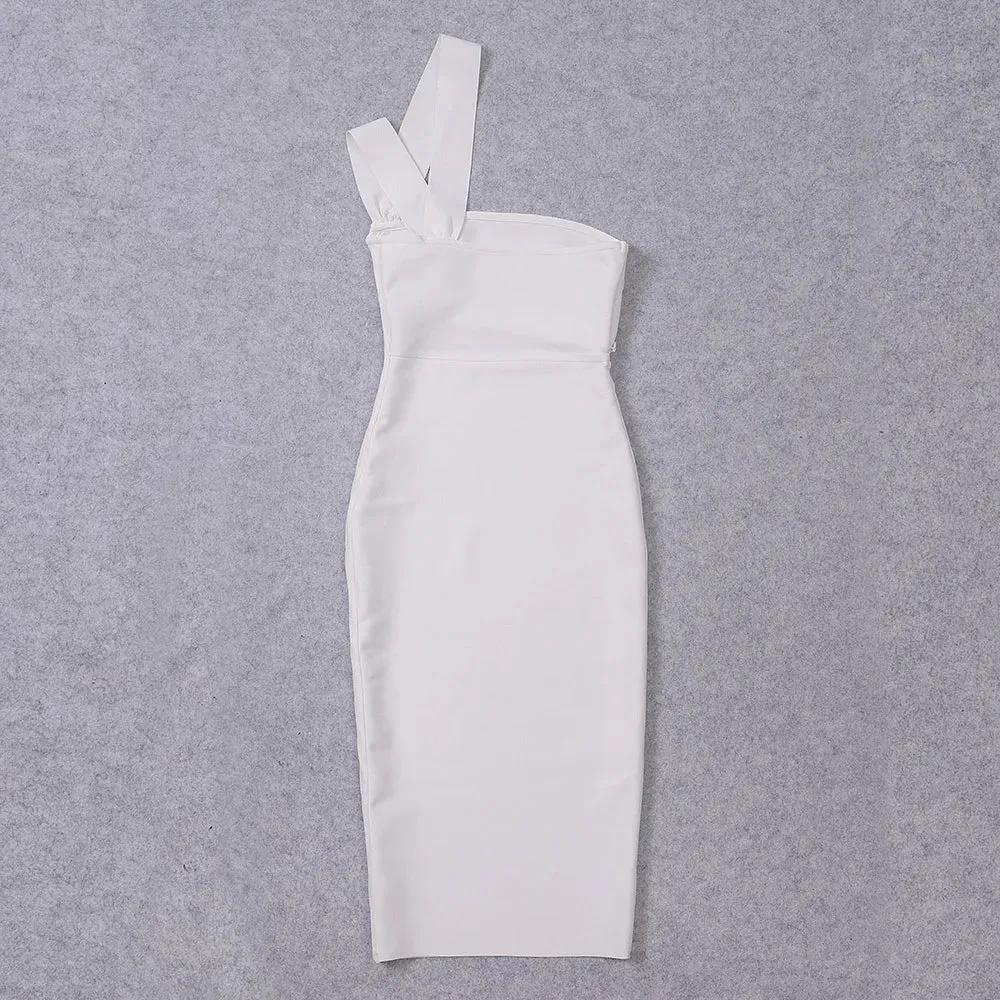 Hollow Out One Shoulder bandage bodycon dress