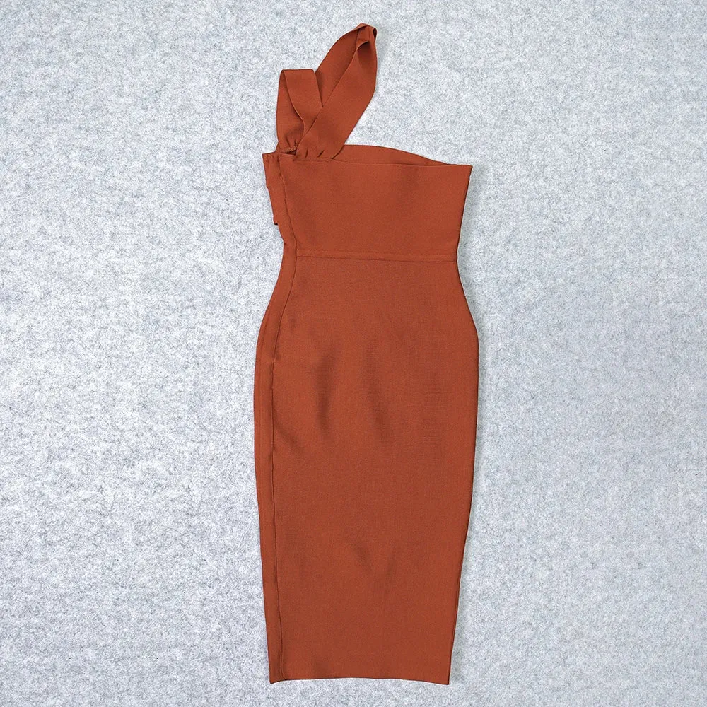 Hollow Out One Shoulder bandage bodycon dress