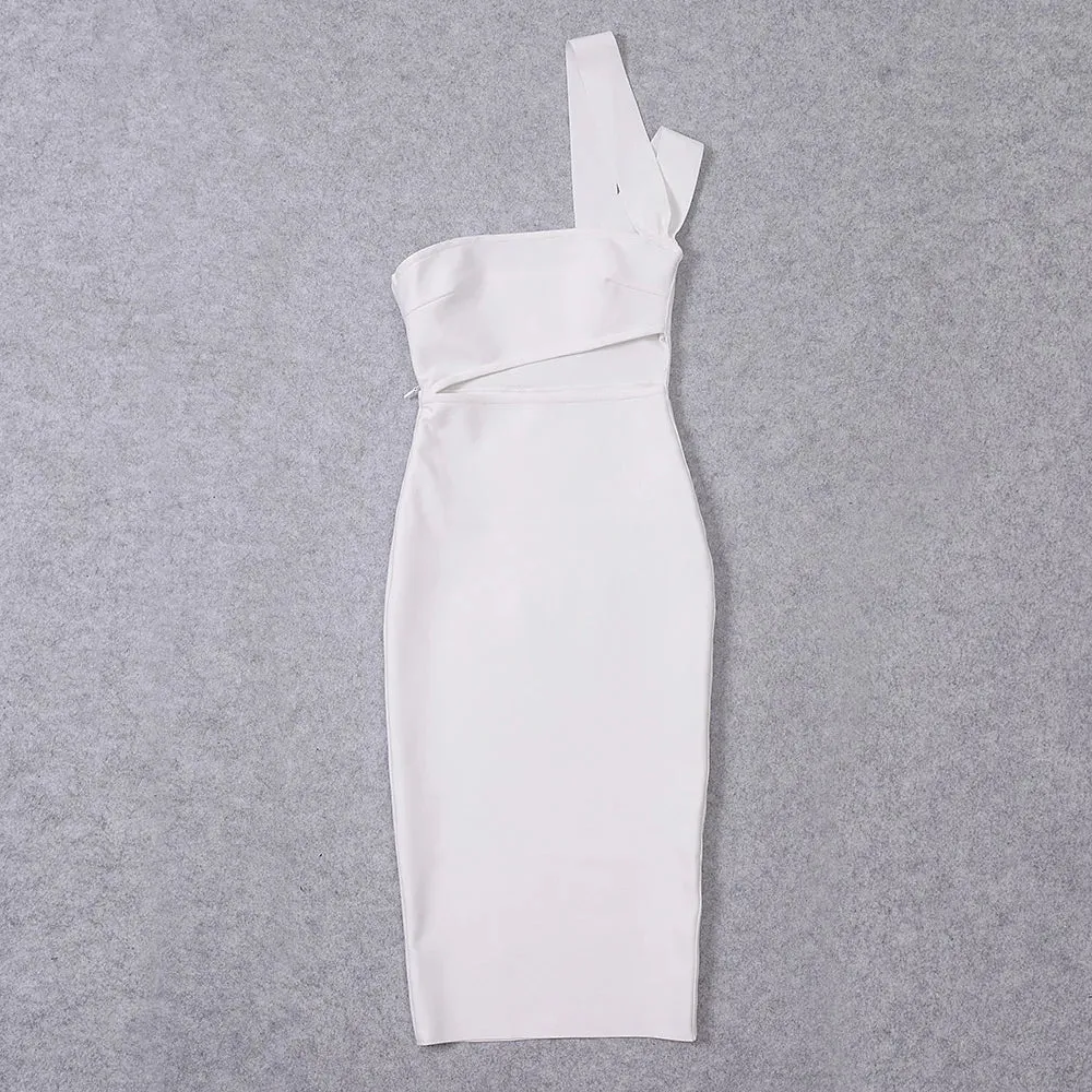 Hollow Out One Shoulder bandage bodycon dress