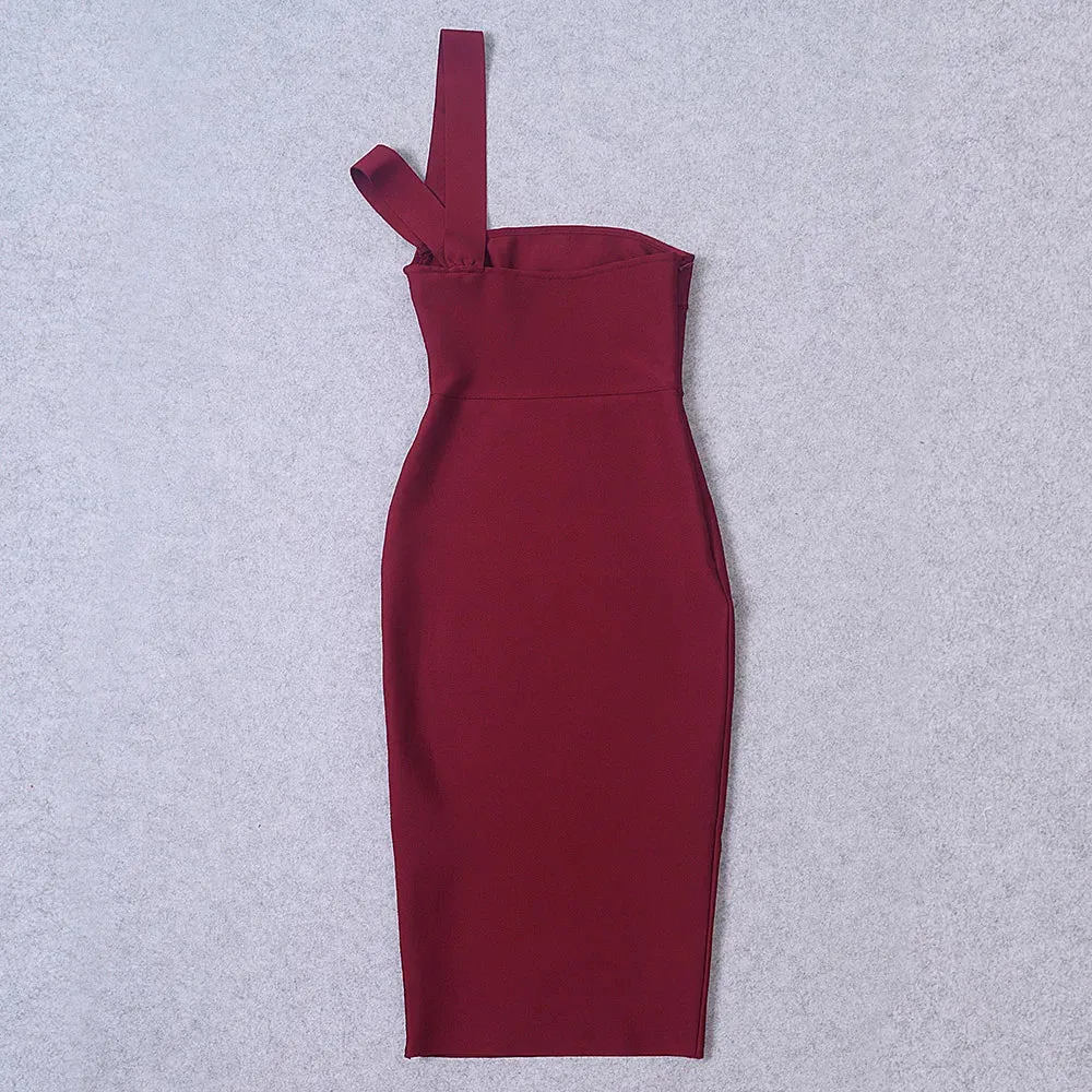 Hollow Out One Shoulder bandage bodycon dress