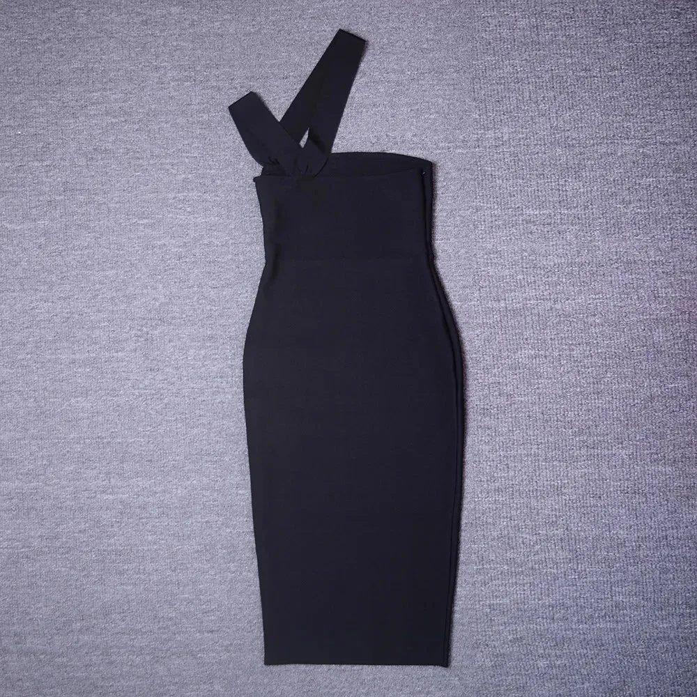 Hollow Out One Shoulder bandage bodycon dress