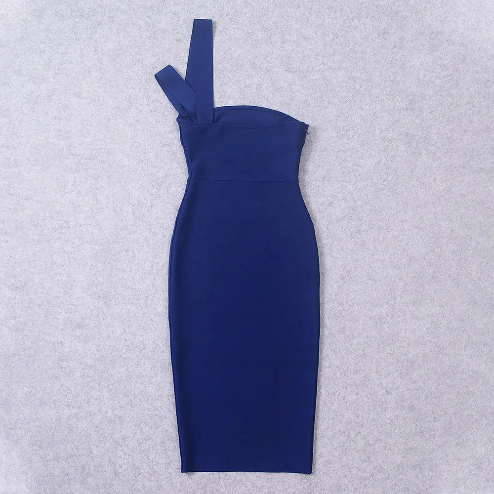 Hollow Out One Shoulder bandage bodycon dress