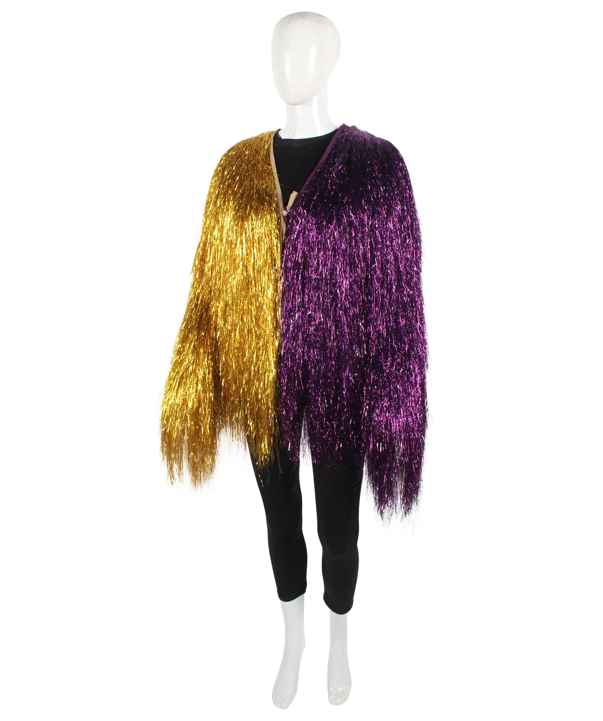 HPO Adult Unisex Carnival multicolor Two Tone Thin Tinsel Costume Jacket, Halloween and Cosplay, Flame-retardant Tinsel Material