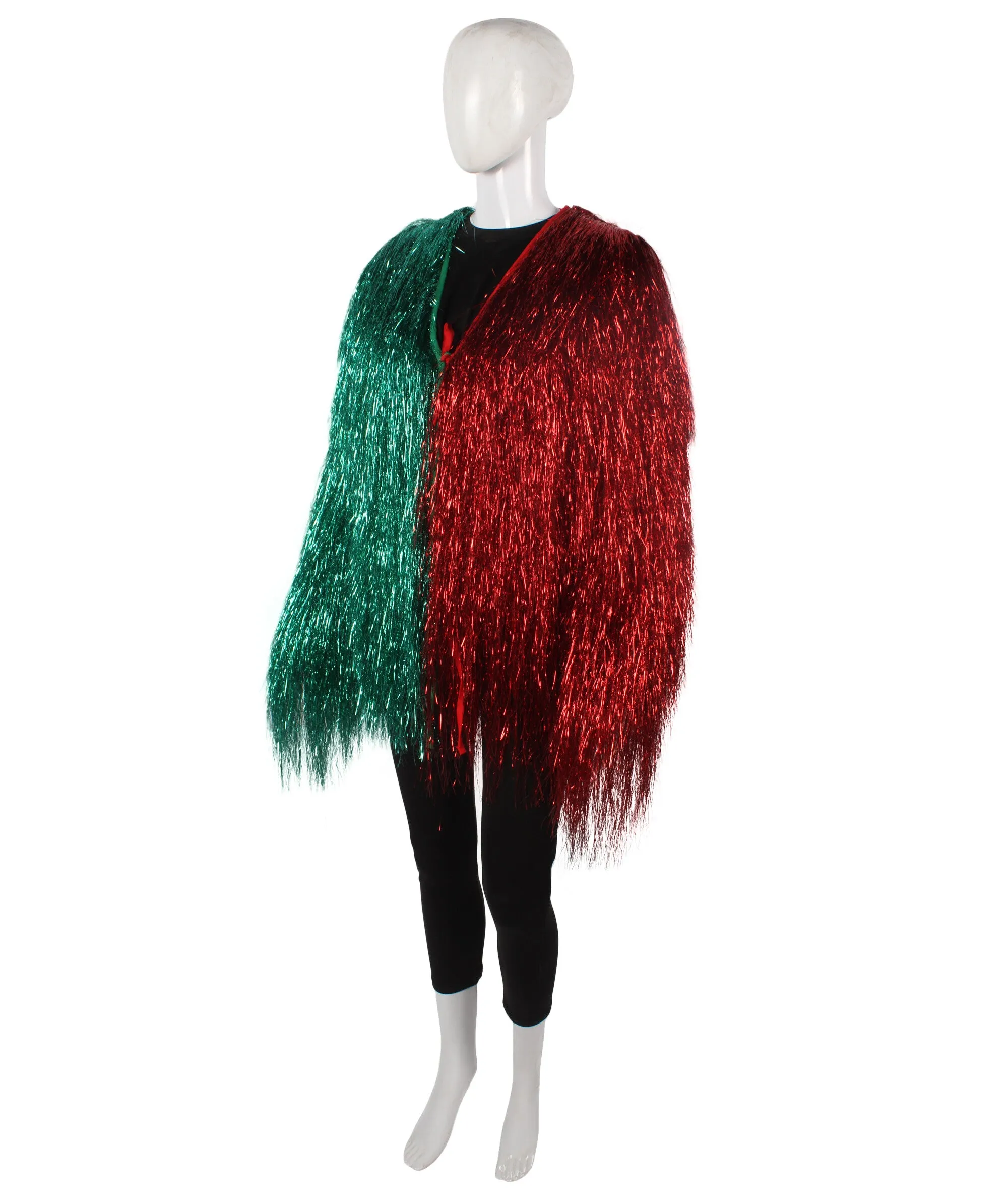 HPO Adult Unisex Carnival multicolor Two Tone Thin Tinsel Costume Jacket, Halloween and Cosplay, Flame-retardant Tinsel Material