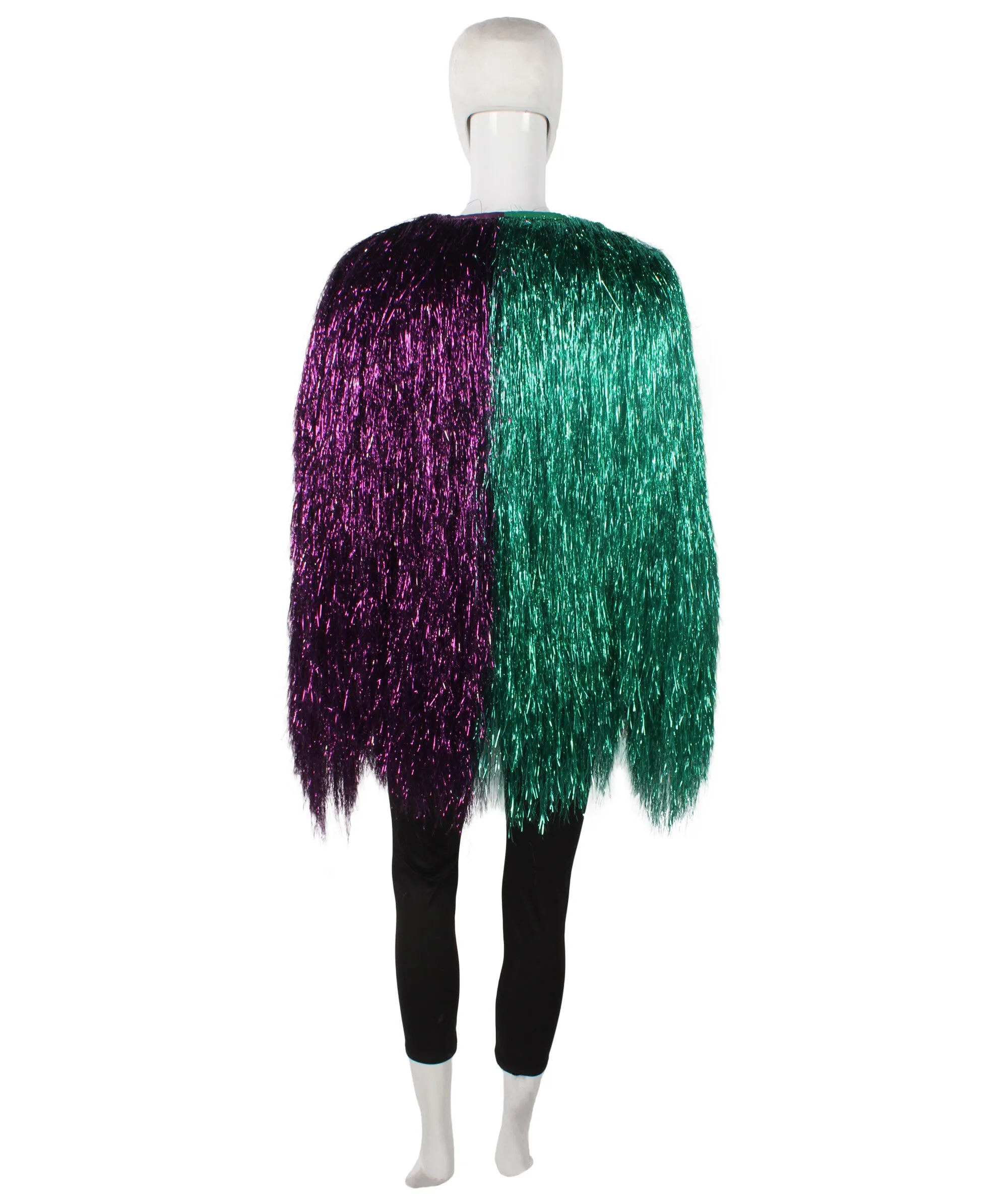 HPO Adult Unisex Carnival multicolor Two Tone Thin Tinsel Costume Jacket, Halloween and Cosplay, Flame-retardant Tinsel Material