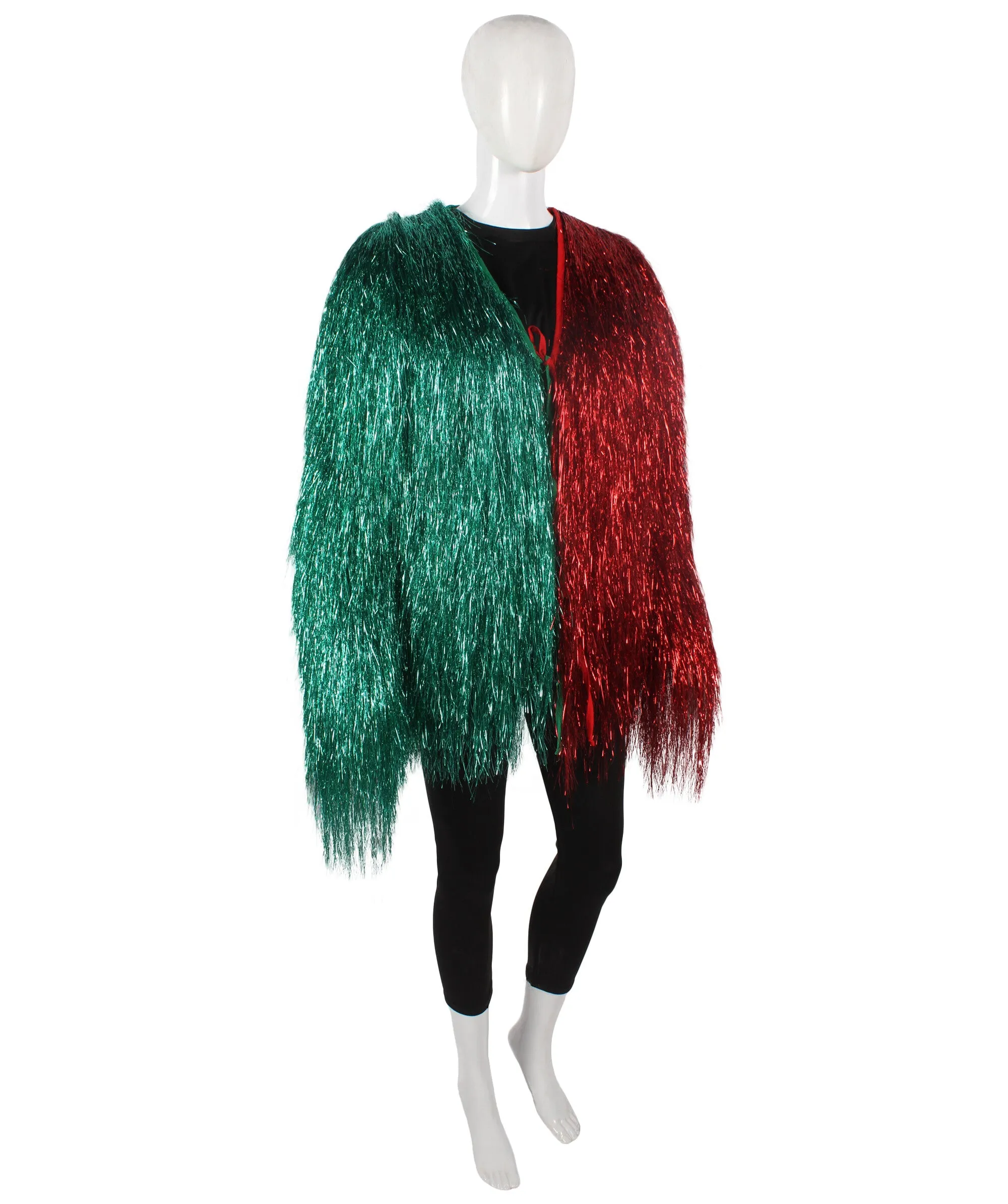 HPO Adult Unisex Carnival multicolor Two Tone Thin Tinsel Costume Jacket, Halloween and Cosplay, Flame-retardant Tinsel Material