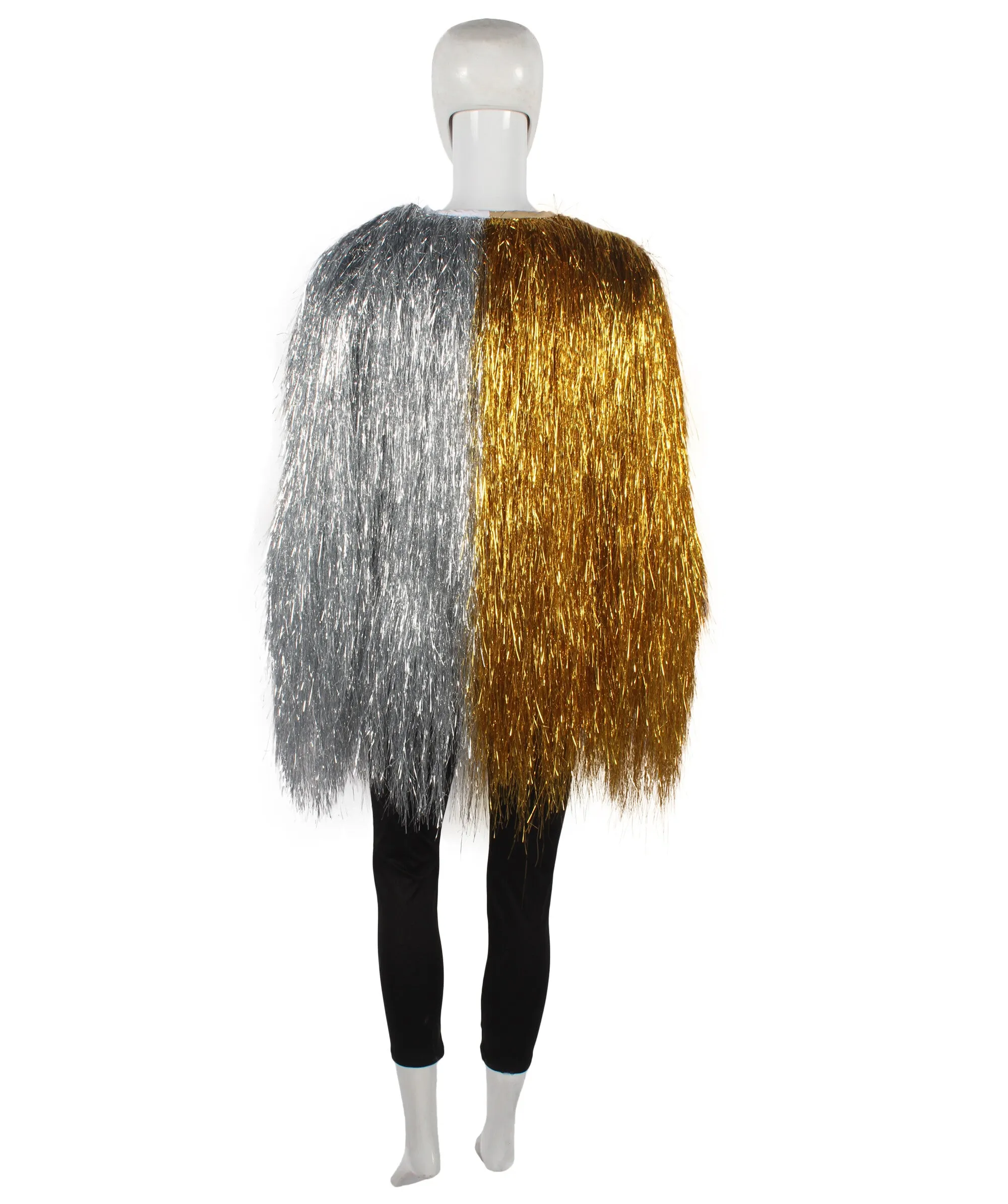 HPO Adult Unisex Carnival multicolor Two Tone Thin Tinsel Costume Jacket, Halloween and Cosplay, Flame-retardant Tinsel Material