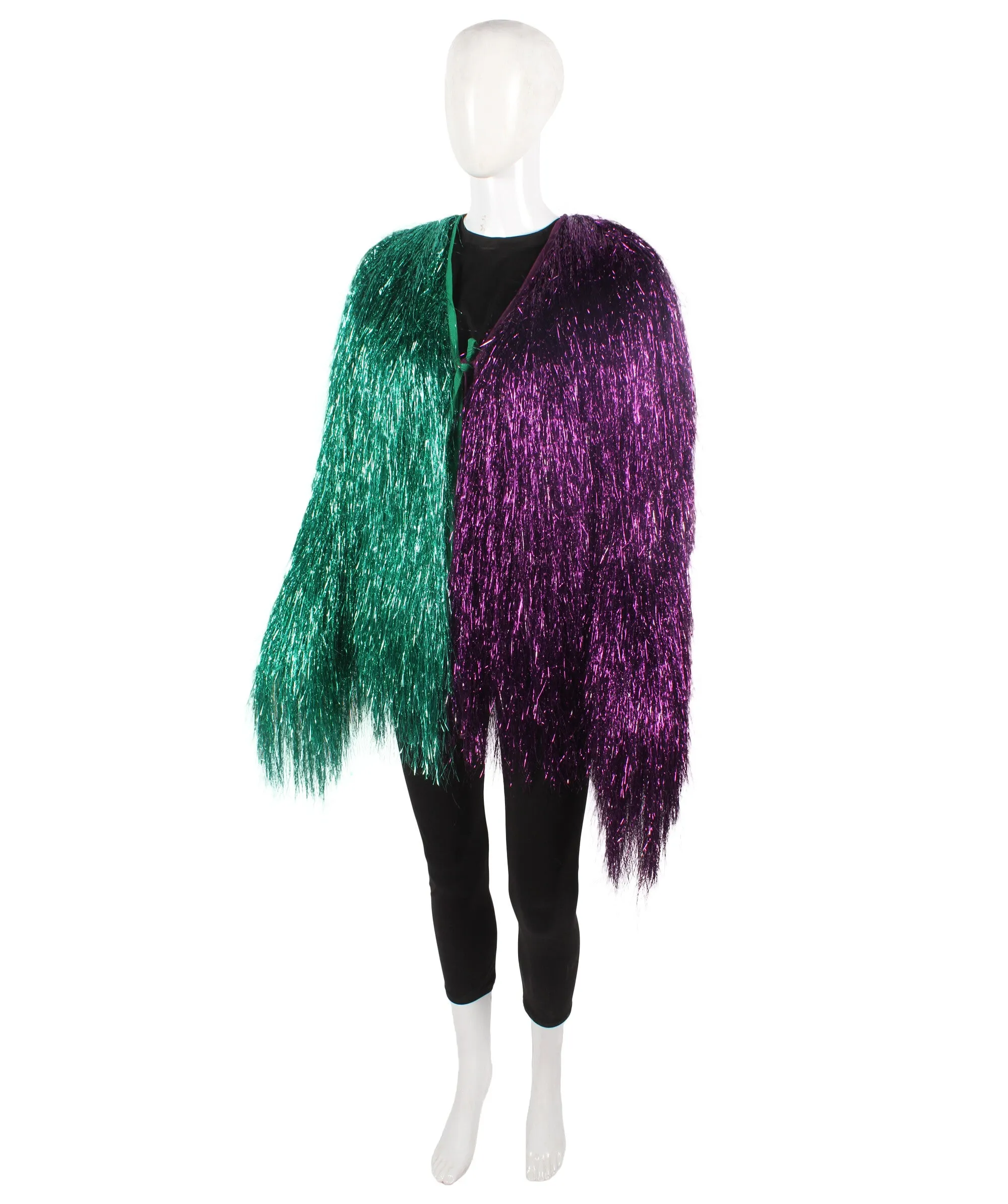 HPO Adult Unisex Carnival multicolor Two Tone Thin Tinsel Costume Jacket, Halloween and Cosplay, Flame-retardant Tinsel Material