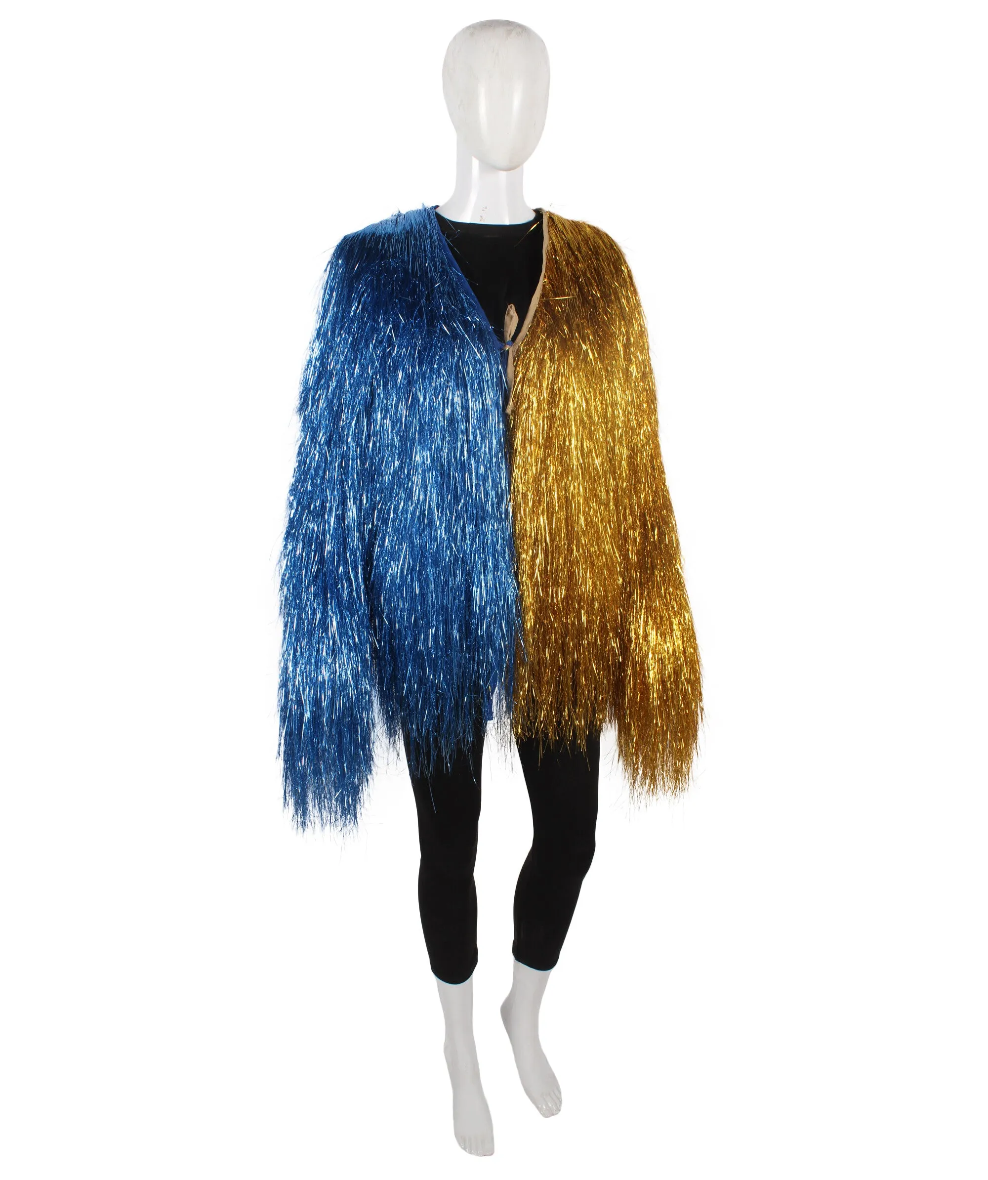 HPO Adult Unisex Carnival multicolor Two Tone Thin Tinsel Costume Jacket, Halloween and Cosplay, Flame-retardant Tinsel Material