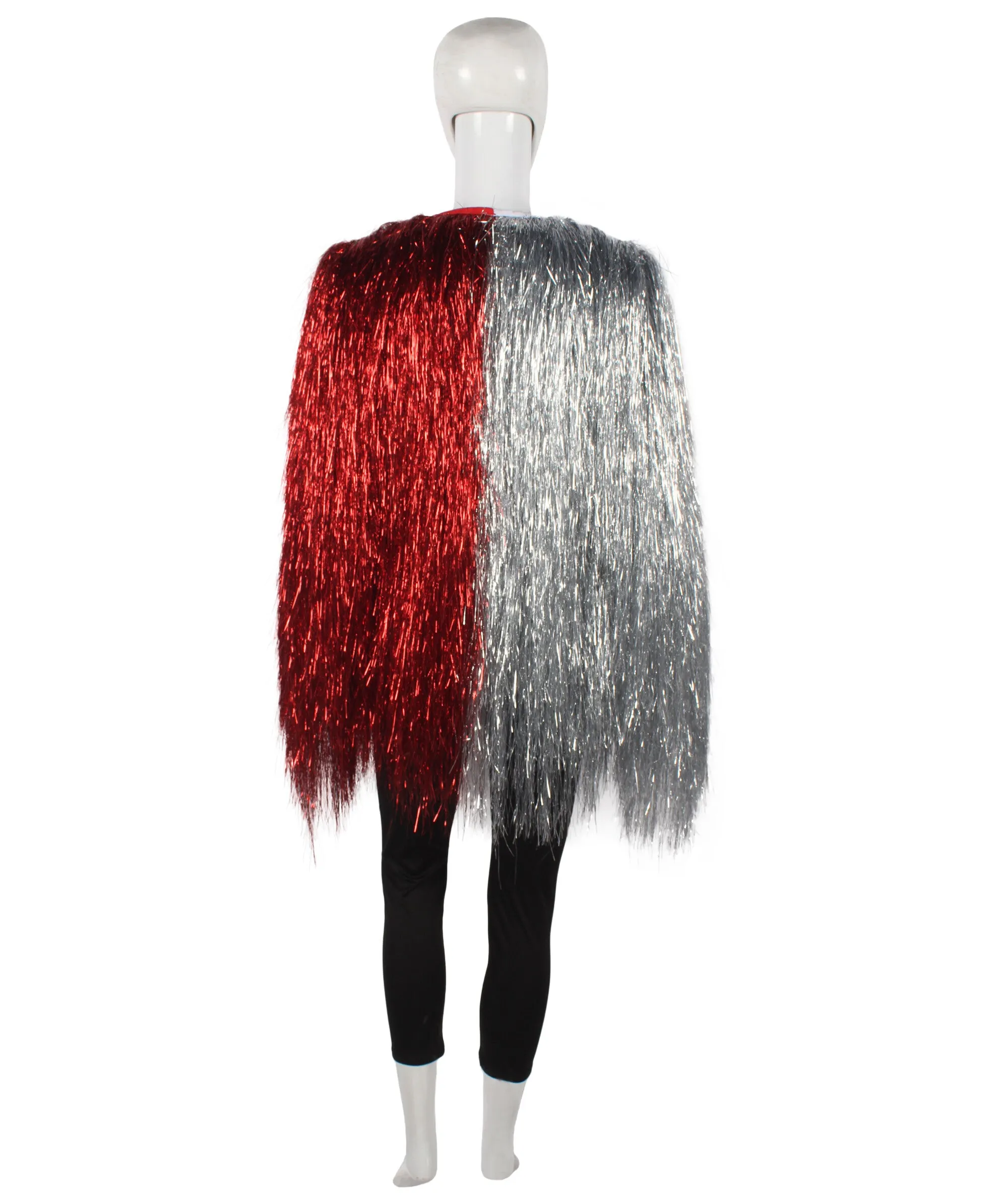 HPO Adult Unisex Carnival multicolor Two Tone Thin Tinsel Costume Jacket, Halloween and Cosplay, Flame-retardant Tinsel Material