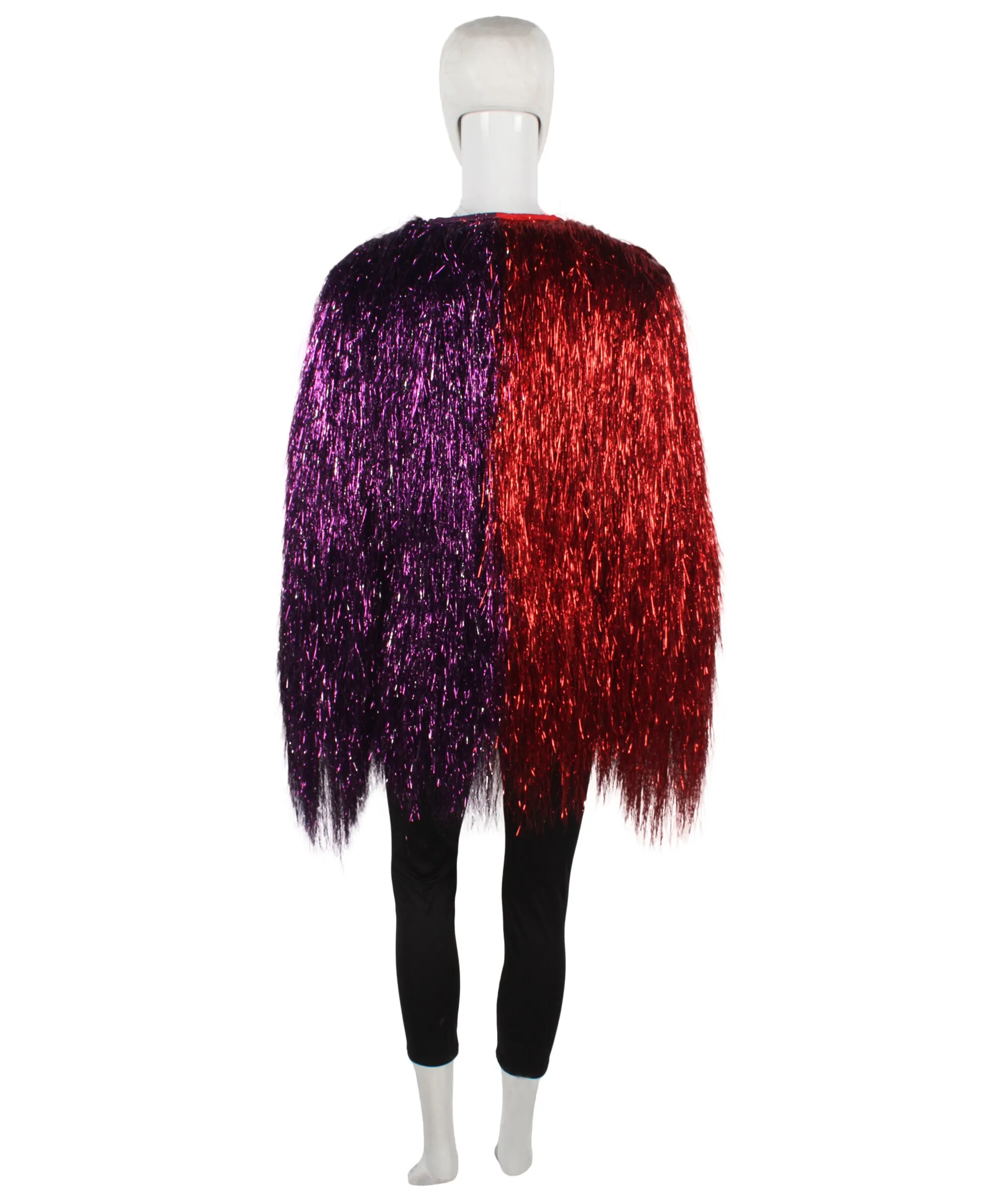 HPO Adult Unisex Carnival multicolor Two Tone Thin Tinsel Costume Jacket, Halloween and Cosplay, Flame-retardant Tinsel Material