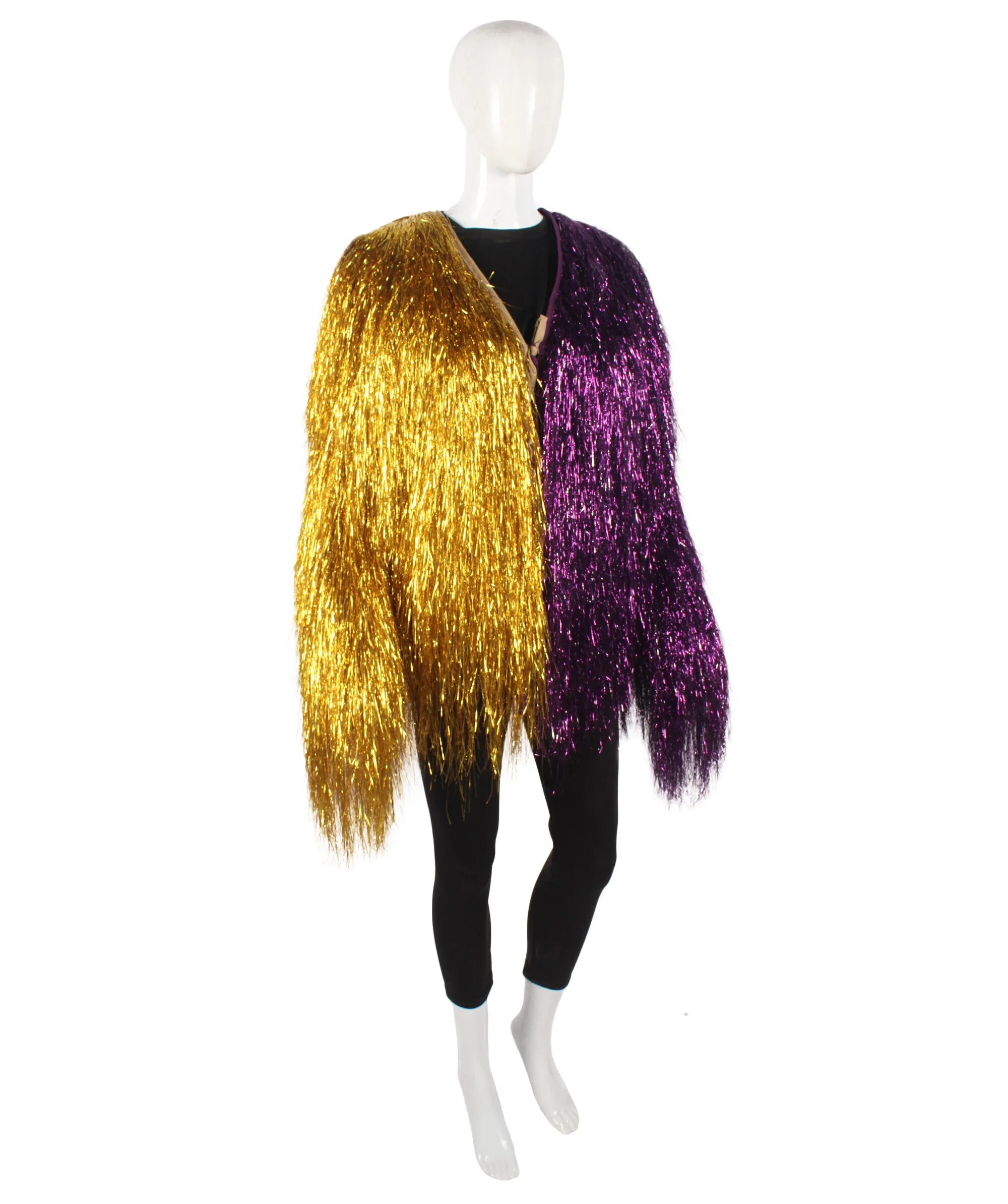 HPO Adult Unisex Carnival multicolor Two Tone Thin Tinsel Costume Jacket, Halloween and Cosplay, Flame-retardant Tinsel Material