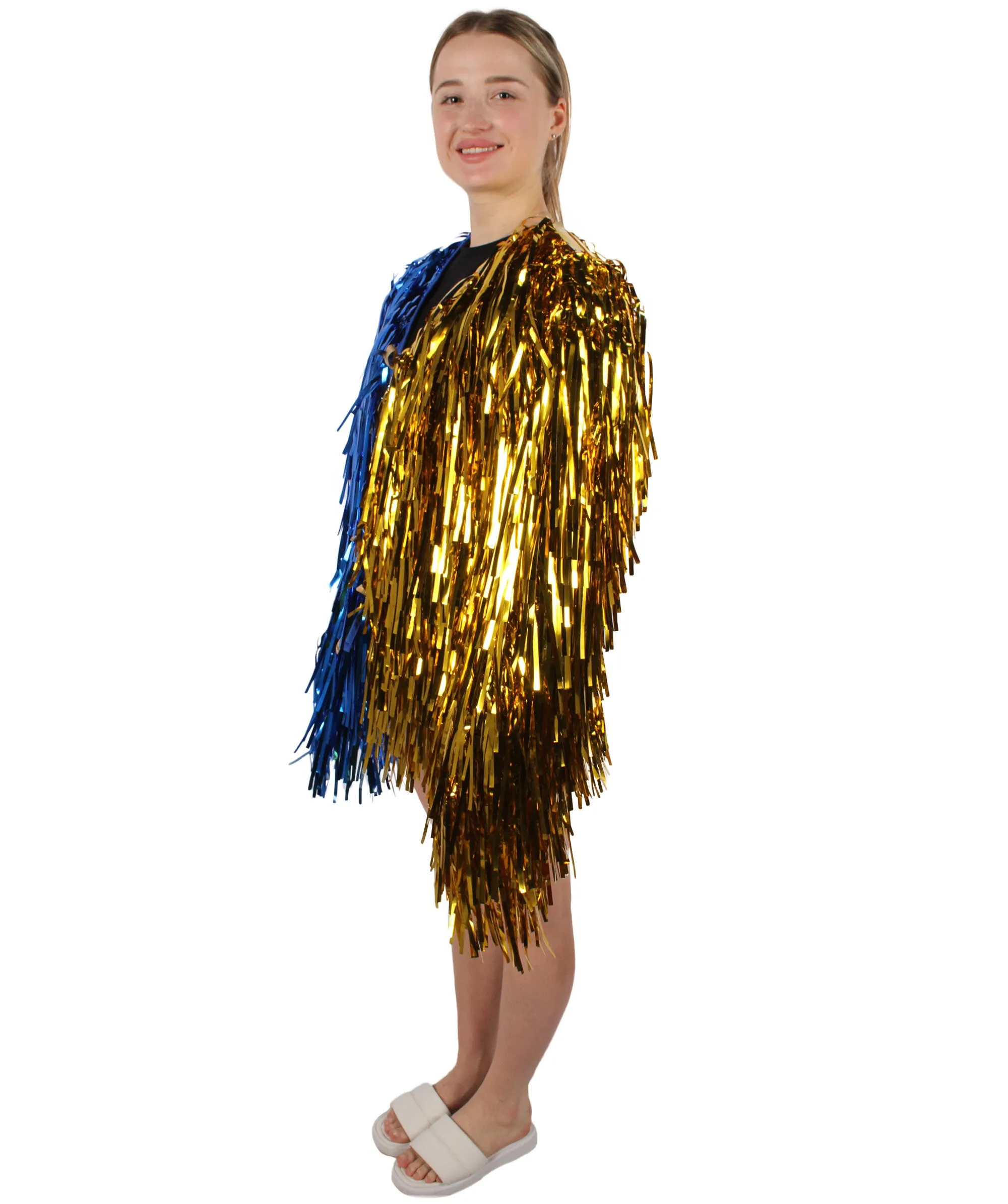 HPO Adult Unisex Carnival Two Tone Thick Tinsel Costume Jacket,multple color,Halloween and Cosplay, Flame-retardant Tinsel Material