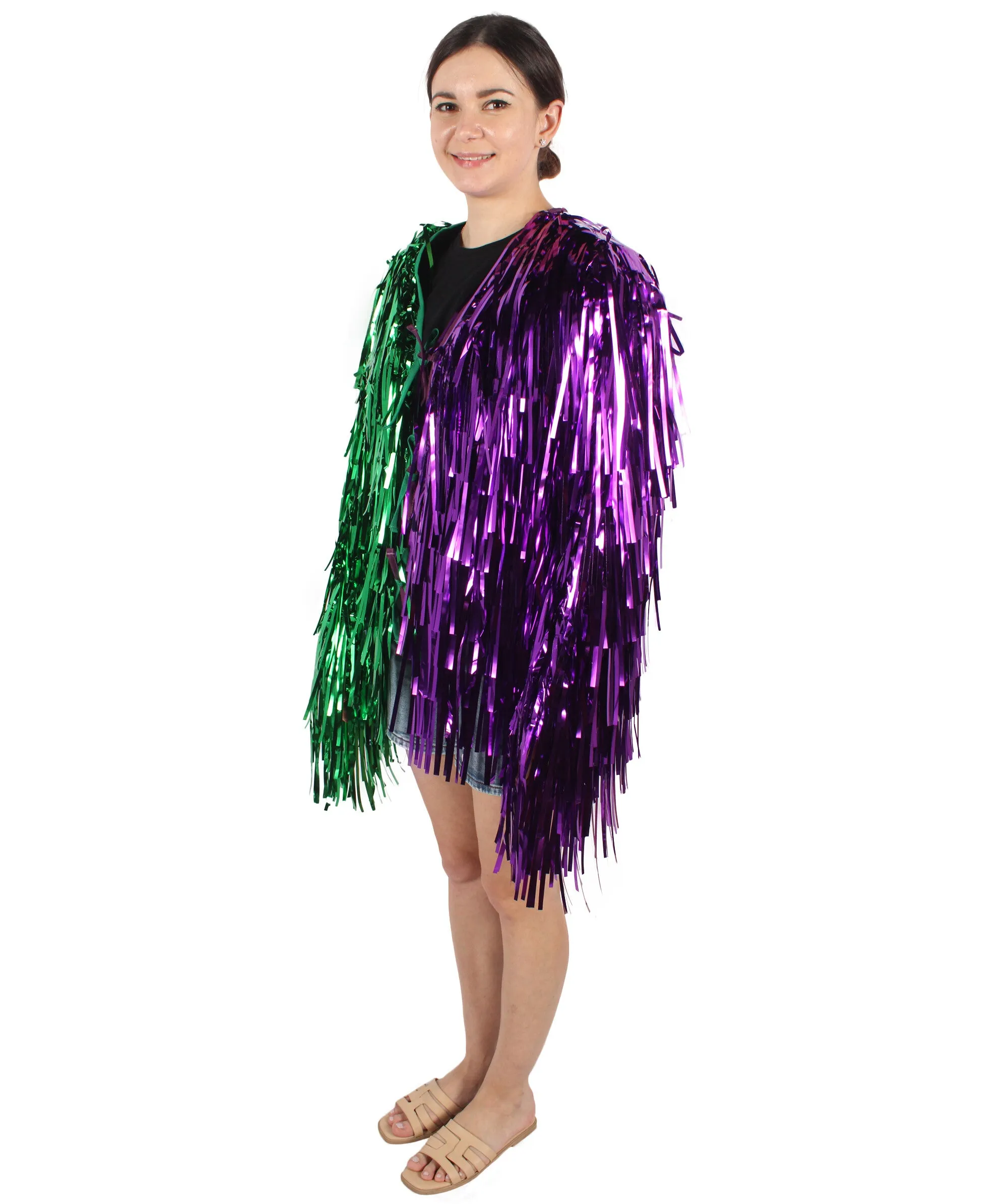 HPO Adult Unisex Carnival Two Tone Thick Tinsel Costume Jacket,multple color,Halloween and Cosplay, Flame-retardant Tinsel Material