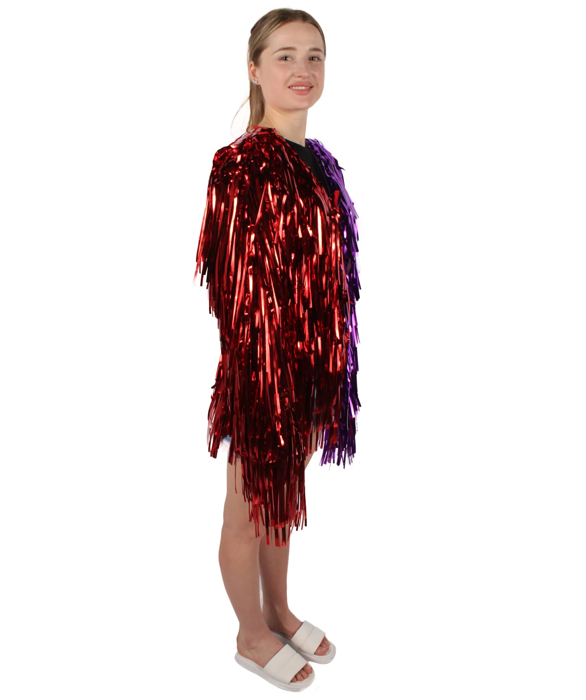 HPO Adult Unisex Carnival Two Tone Thick Tinsel Costume Jacket,multple color,Halloween and Cosplay, Flame-retardant Tinsel Material