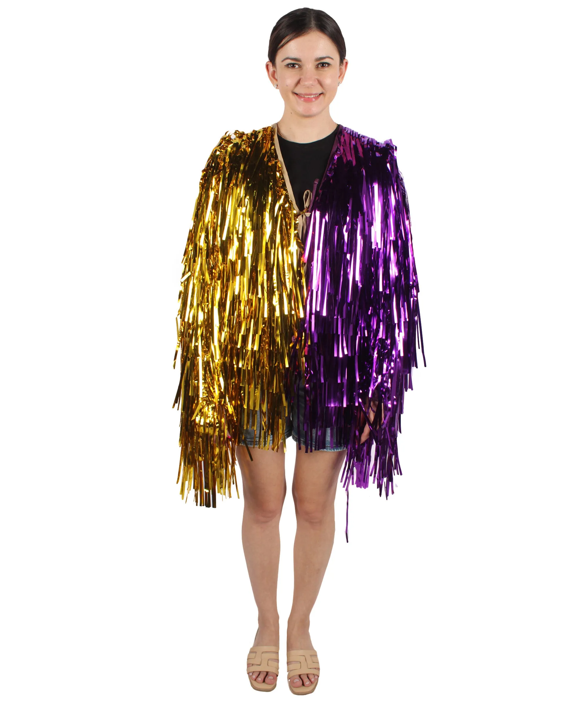 HPO Adult Unisex Carnival Two Tone Thick Tinsel Costume Jacket,multple color,Halloween and Cosplay, Flame-retardant Tinsel Material