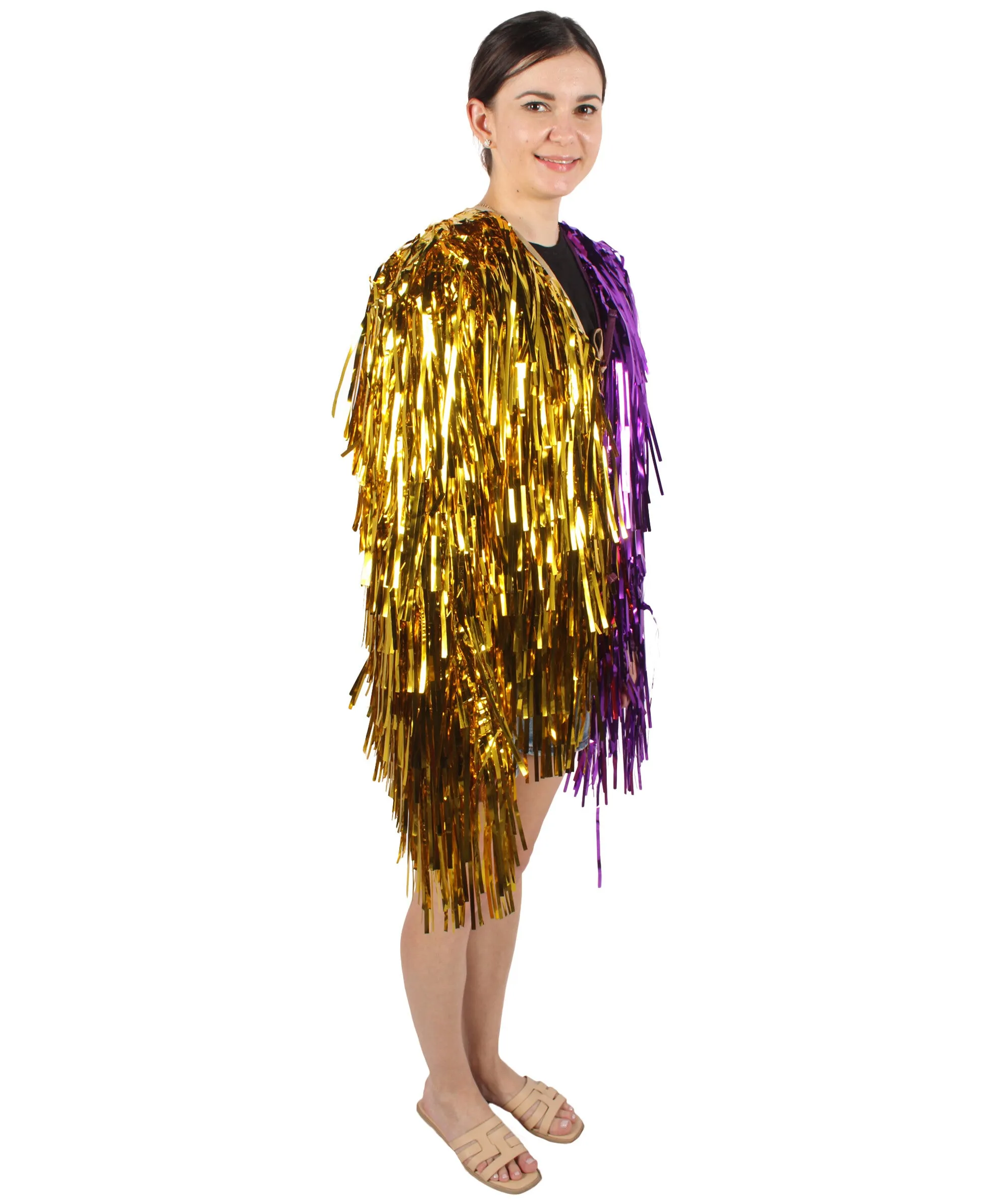 HPO Adult Unisex Carnival Two Tone Thick Tinsel Costume Jacket,multple color,Halloween and Cosplay, Flame-retardant Tinsel Material