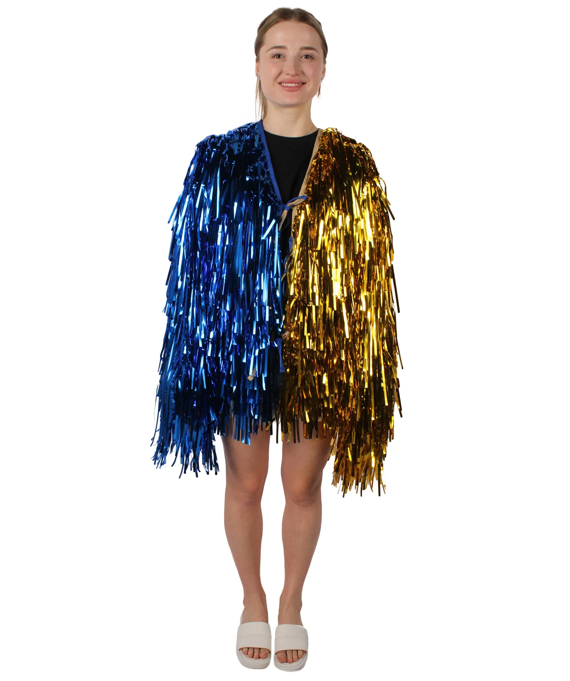 HPO Adult Unisex Carnival Two Tone Thick Tinsel Costume Jacket,multple color,Halloween and Cosplay, Flame-retardant Tinsel Material