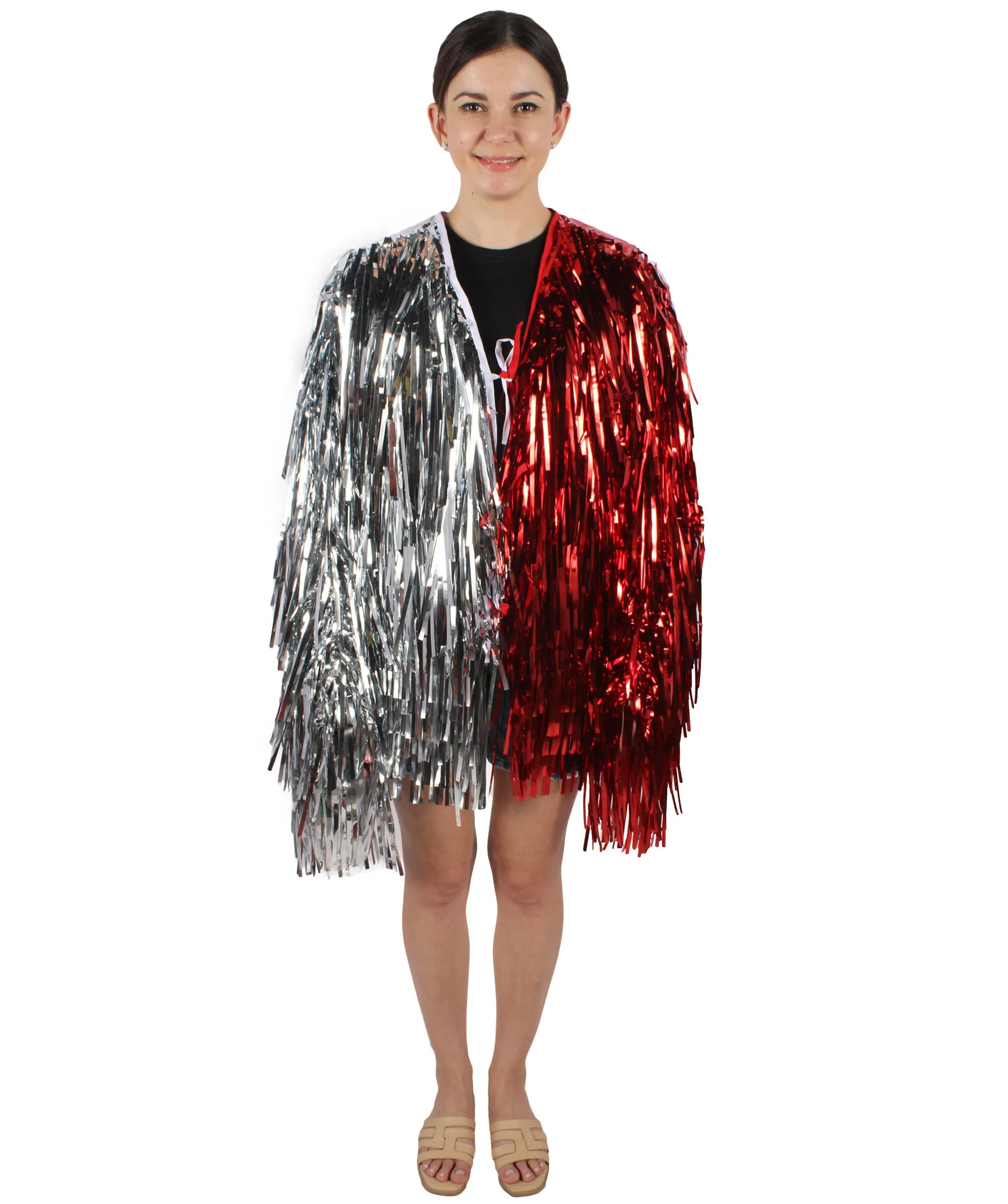 HPO Adult Unisex Carnival Two Tone Thick Tinsel Costume Jacket,multple color,Halloween and Cosplay, Flame-retardant Tinsel Material