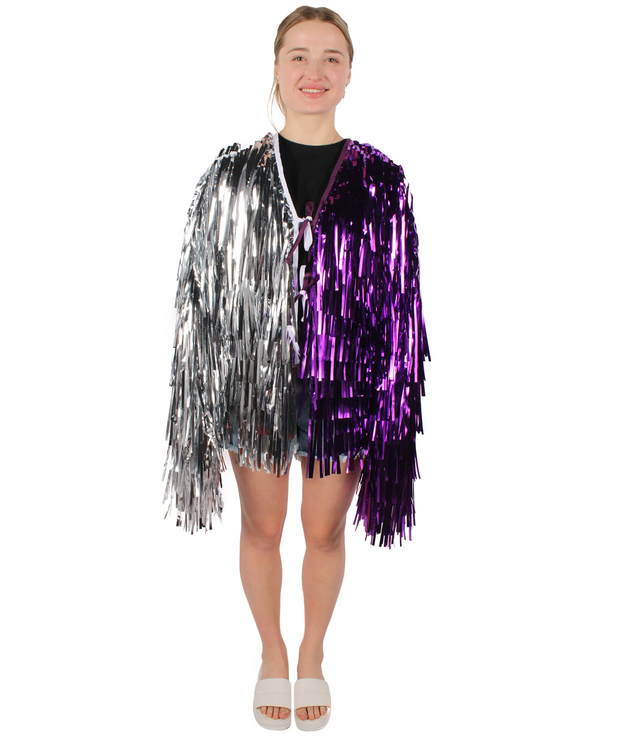 HPO Adult Unisex Carnival Two Tone Thick Tinsel Costume Jacket,multple color,Halloween and Cosplay, Flame-retardant Tinsel Material