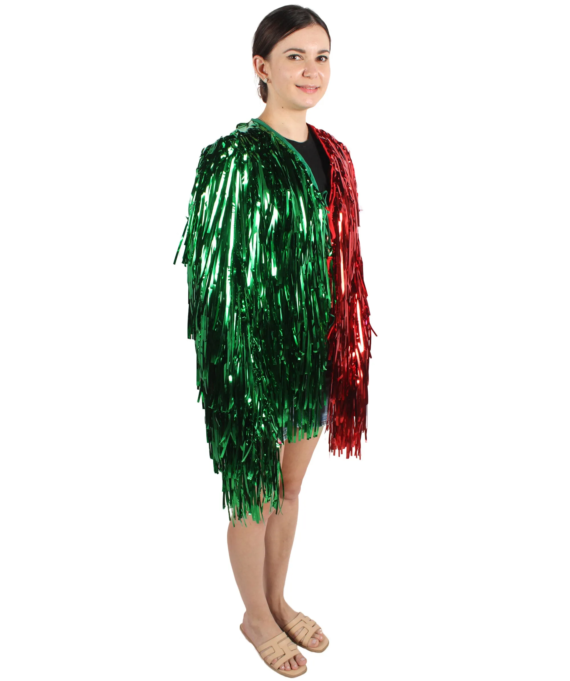 HPO Adult Unisex Carnival Two Tone Thick Tinsel Costume Jacket,multple color,Halloween and Cosplay, Flame-retardant Tinsel Material