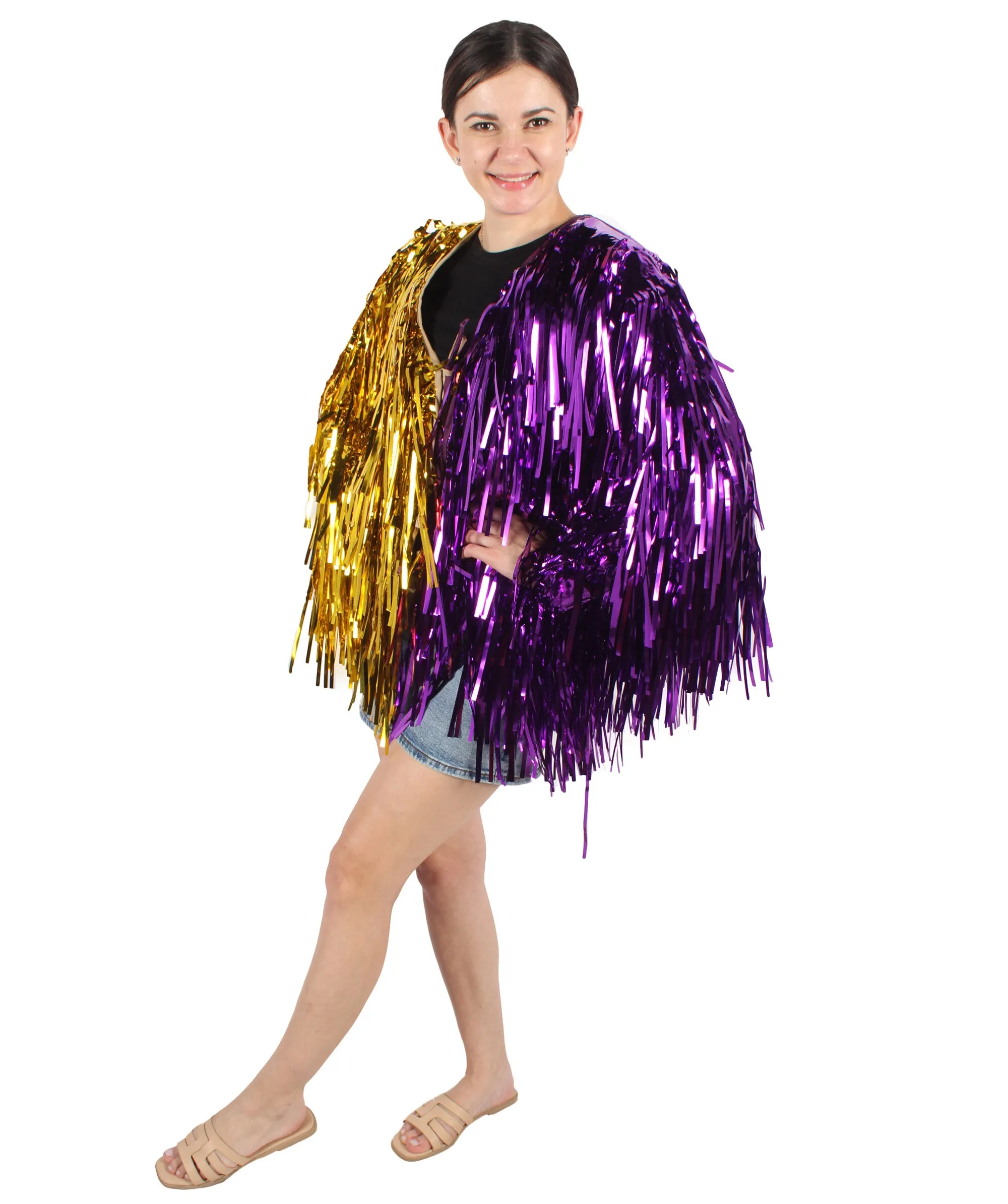 HPO Adult Unisex Carnival Two Tone Thick Tinsel Costume Jacket,multple color,Halloween and Cosplay, Flame-retardant Tinsel Material