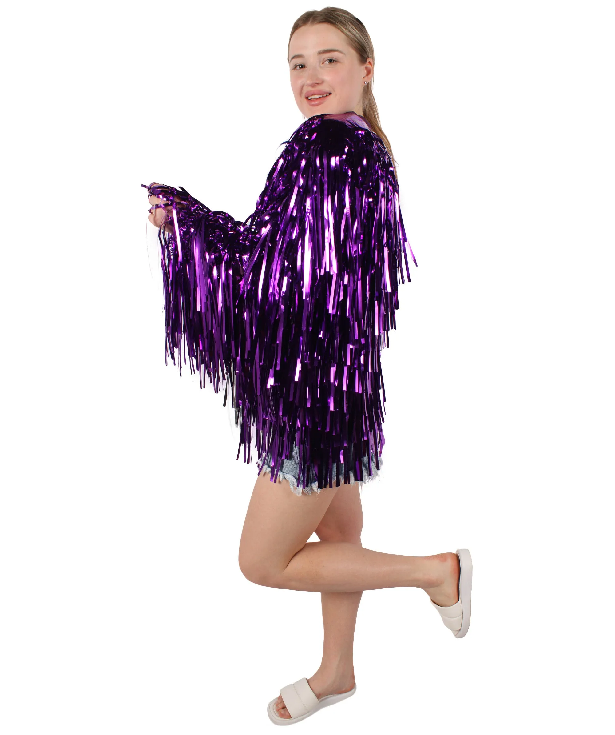 HPO Adult Unisex Carnival Two Tone Thick Tinsel Costume Jacket,multple color,Halloween and Cosplay, Flame-retardant Tinsel Material