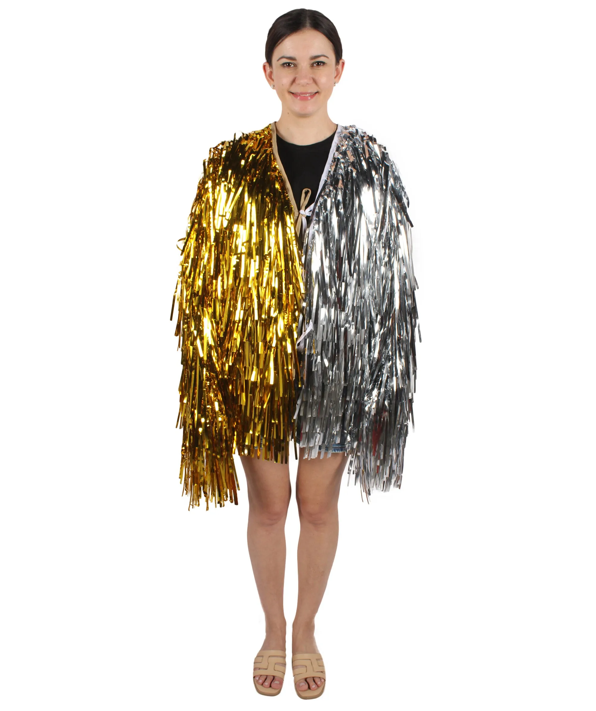 HPO Adult Unisex Carnival Two Tone Thick Tinsel Costume Jacket,multple color,Halloween and Cosplay, Flame-retardant Tinsel Material