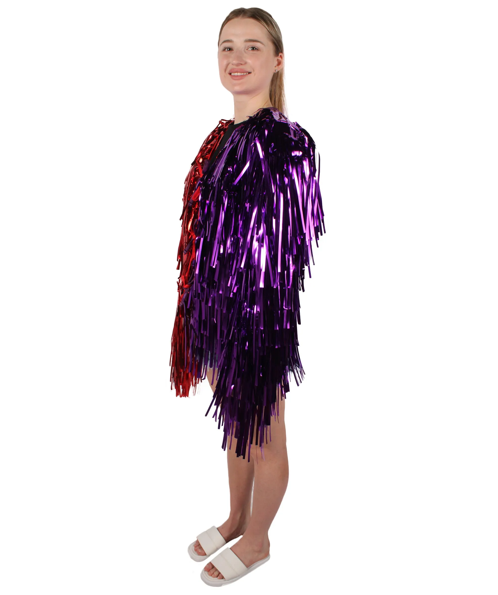 HPO Adult Unisex Carnival Two Tone Thick Tinsel Costume Jacket,multple color,Halloween and Cosplay, Flame-retardant Tinsel Material