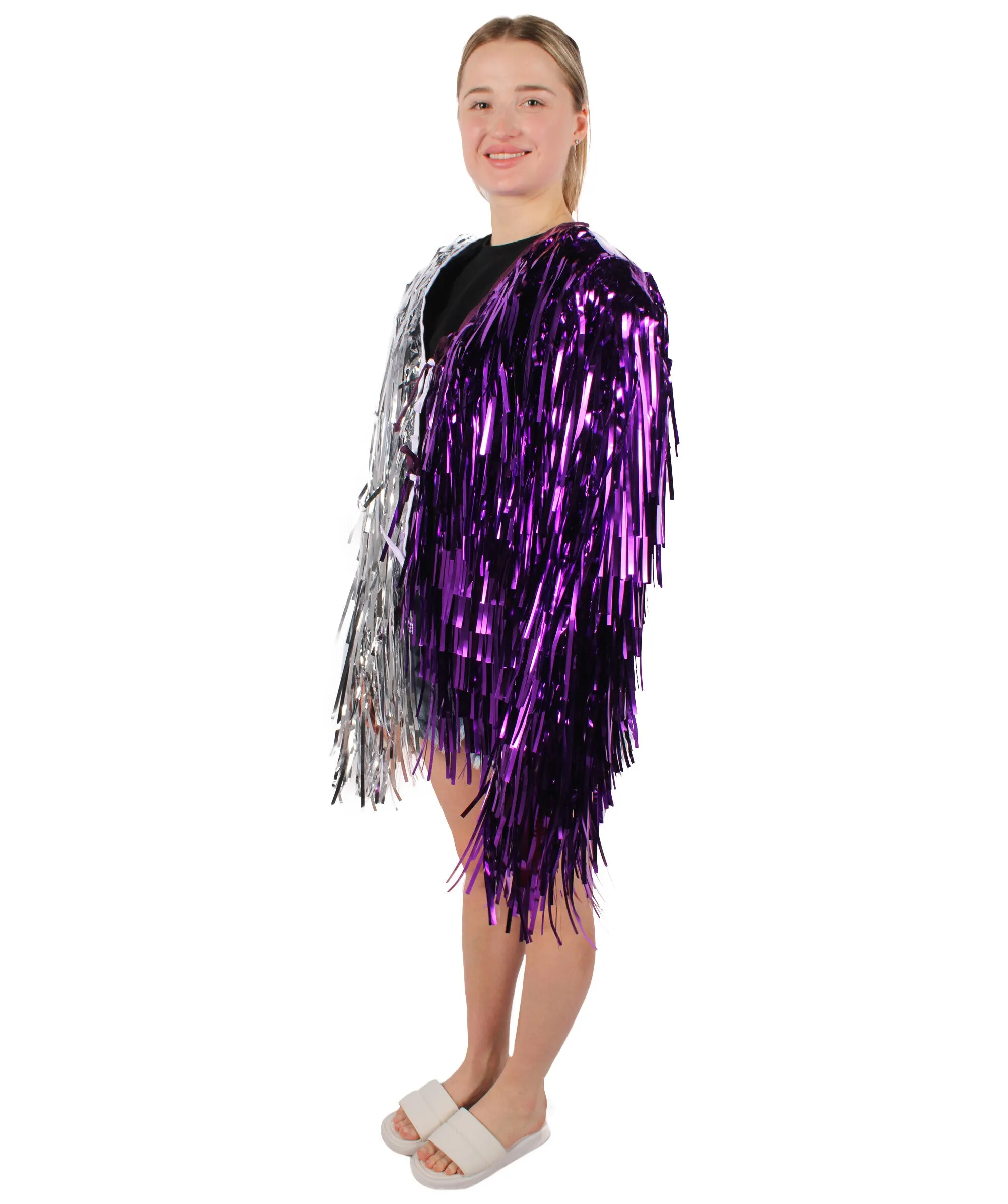 HPO Adult Unisex Carnival Two Tone Thick Tinsel Costume Jacket,multple color,Halloween and Cosplay, Flame-retardant Tinsel Material