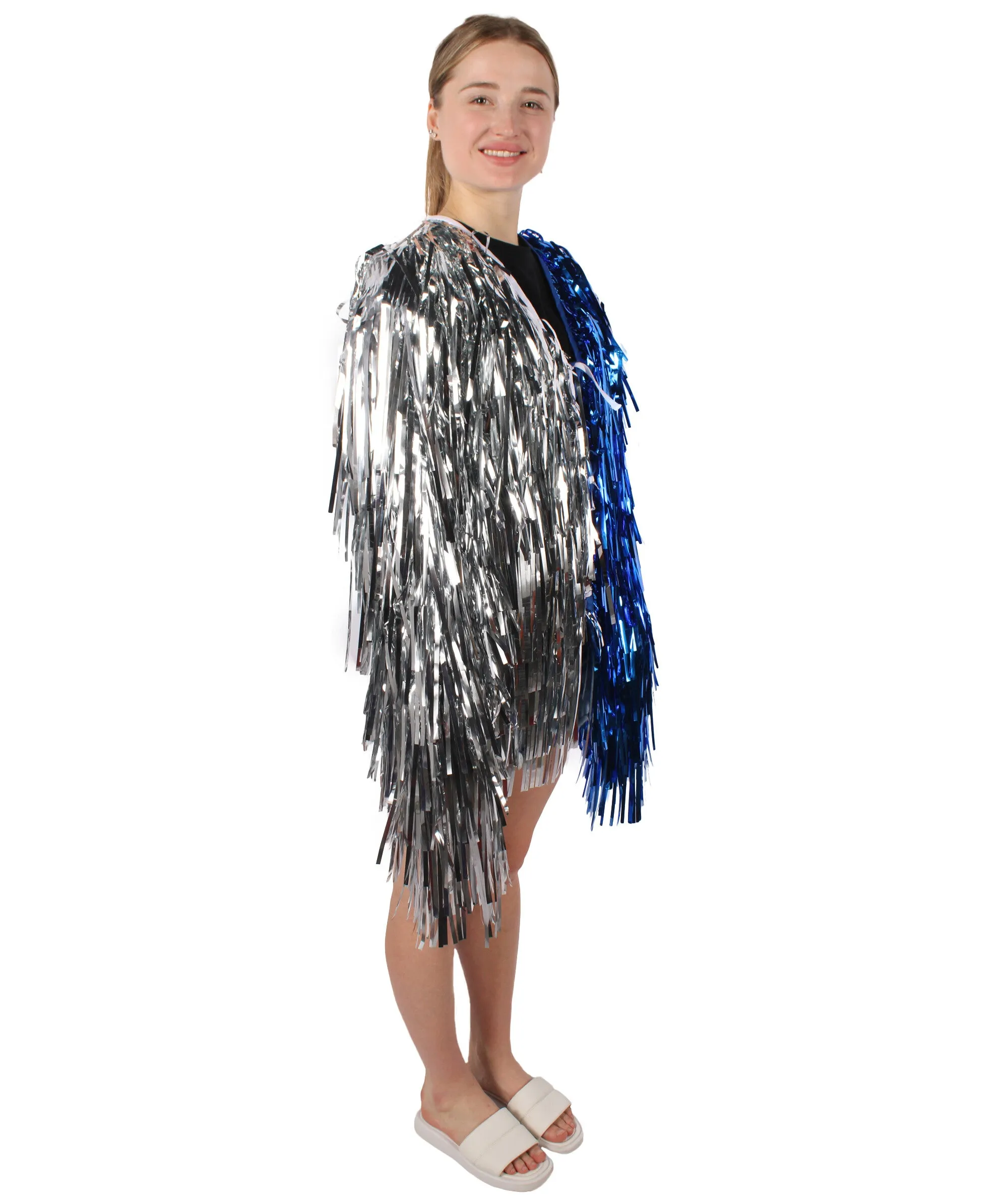 HPO Adult Unisex Carnival Two Tone Thick Tinsel Costume Jacket,multple color,Halloween and Cosplay, Flame-retardant Tinsel Material