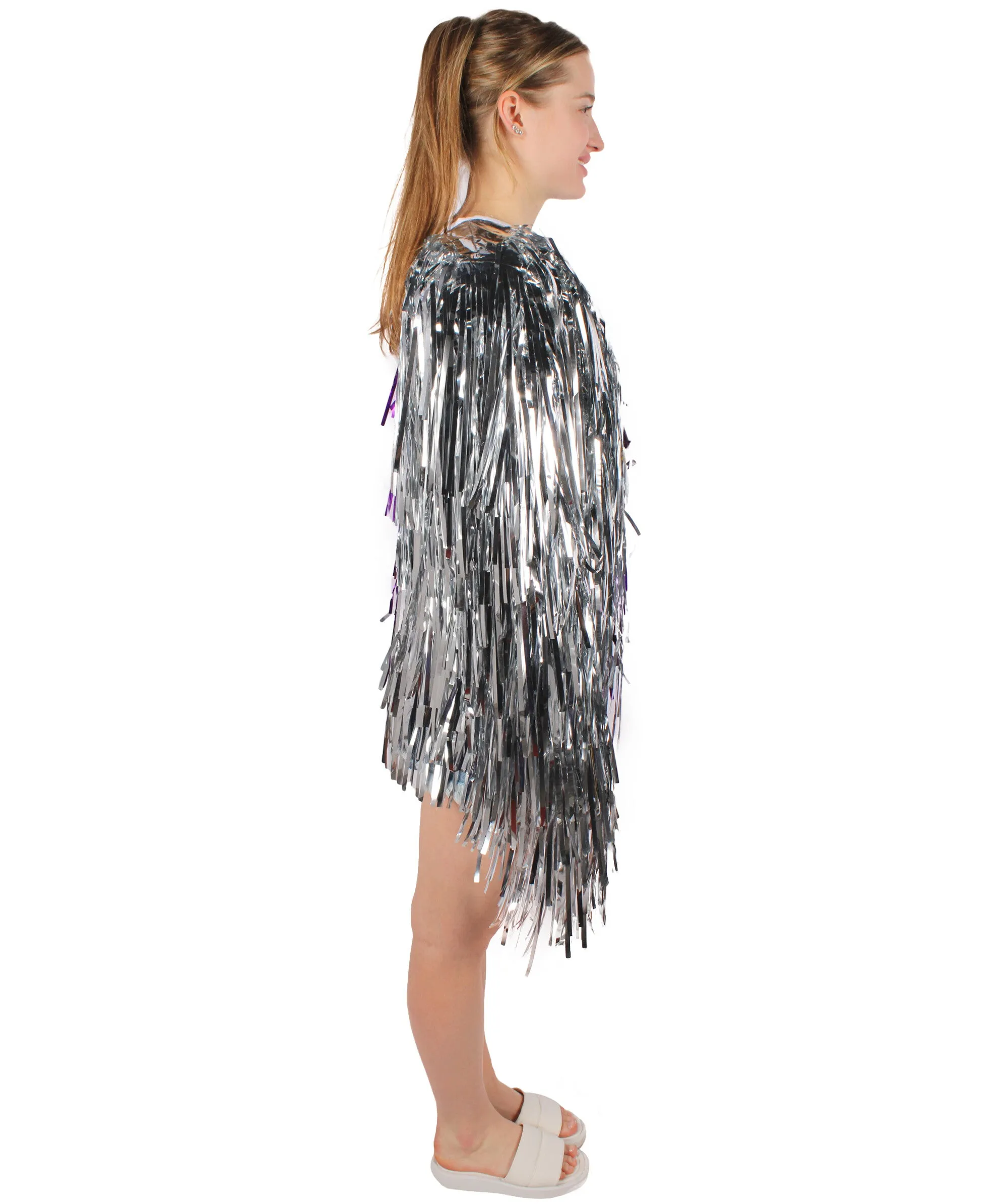 HPO Adult Unisex Carnival Two Tone Thick Tinsel Costume Jacket,multple color,Halloween and Cosplay, Flame-retardant Tinsel Material