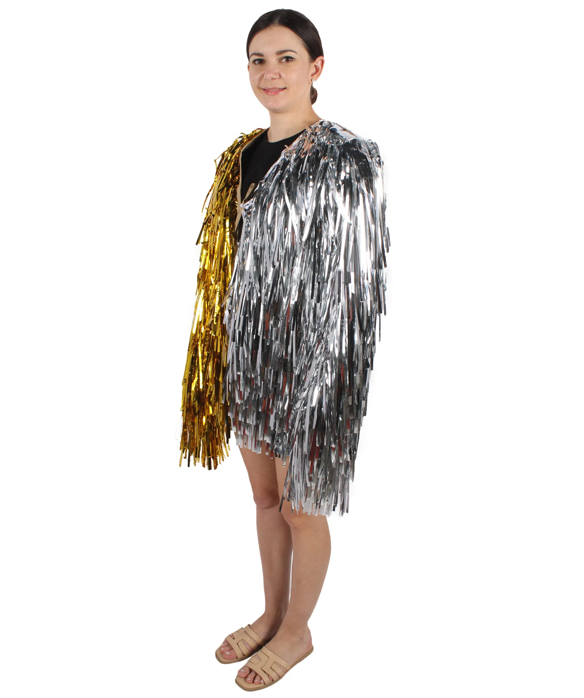 HPO Adult Unisex Carnival Two Tone Thick Tinsel Costume Jacket,multple color,Halloween and Cosplay, Flame-retardant Tinsel Material