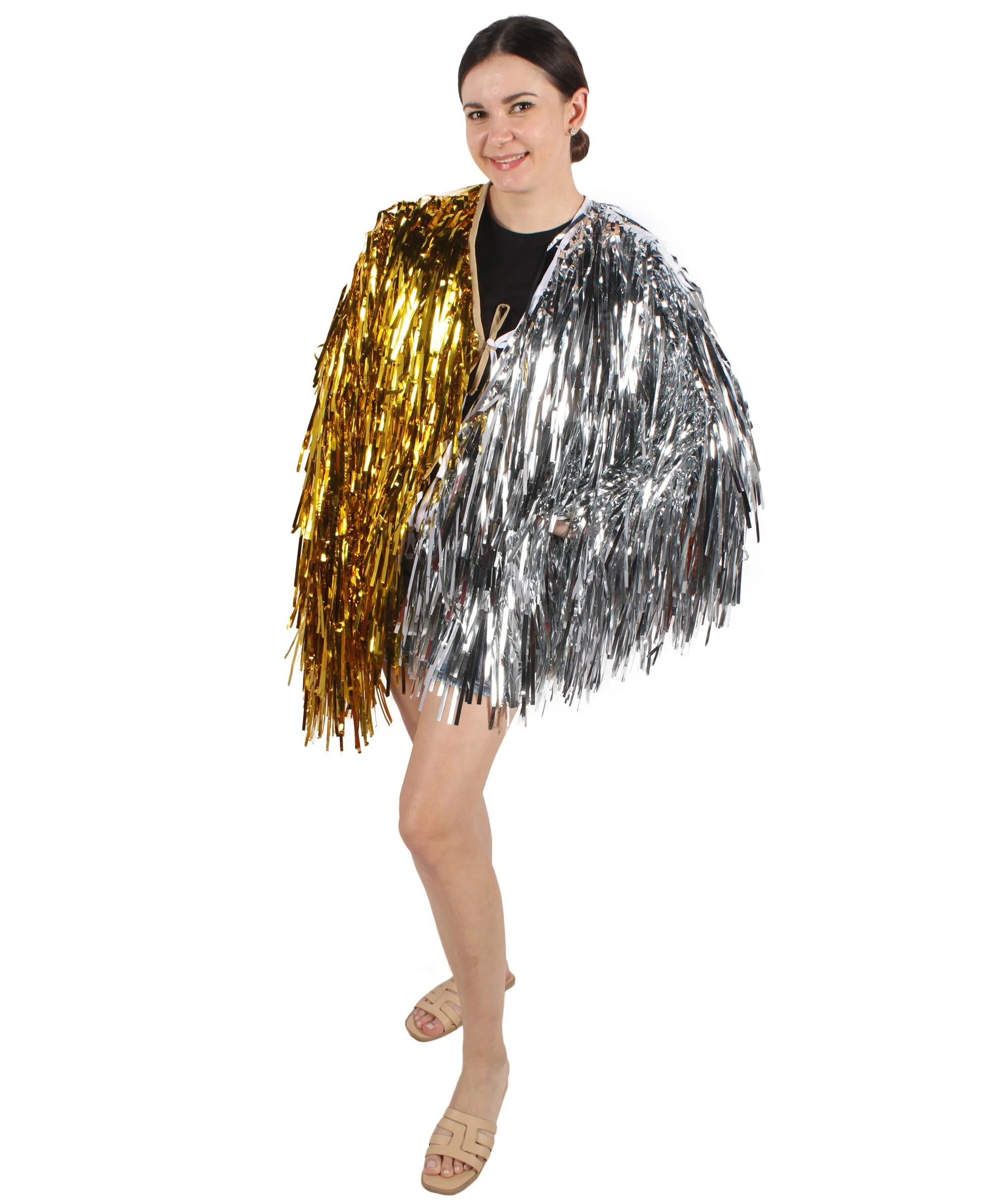 HPO Adult Unisex Carnival Two Tone Thick Tinsel Costume Jacket,multple color,Halloween and Cosplay, Flame-retardant Tinsel Material