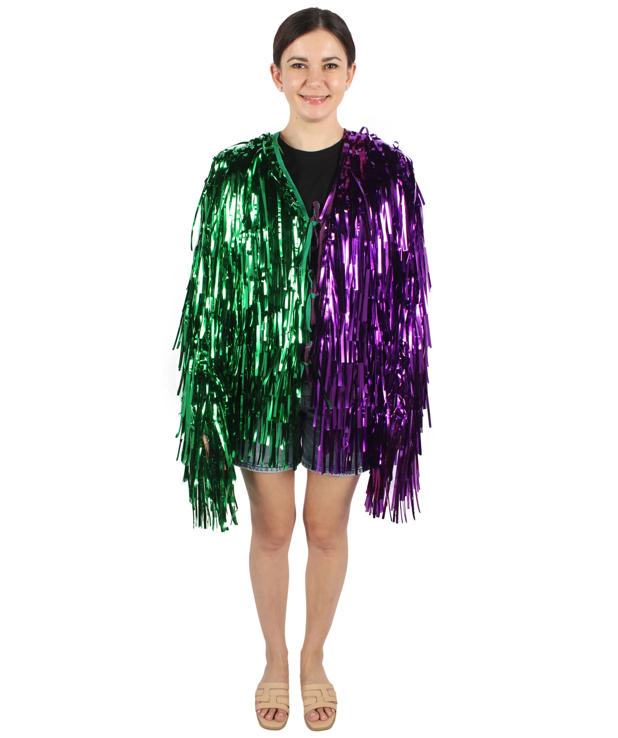 HPO Adult Unisex Carnival Two Tone Thick Tinsel Costume Jacket,multple color,Halloween and Cosplay, Flame-retardant Tinsel Material