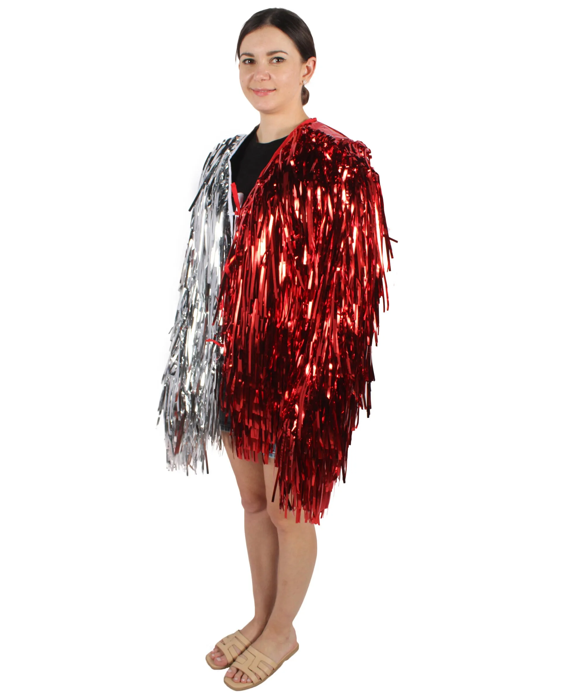 HPO Adult Unisex Carnival Two Tone Thick Tinsel Costume Jacket,multple color,Halloween and Cosplay, Flame-retardant Tinsel Material