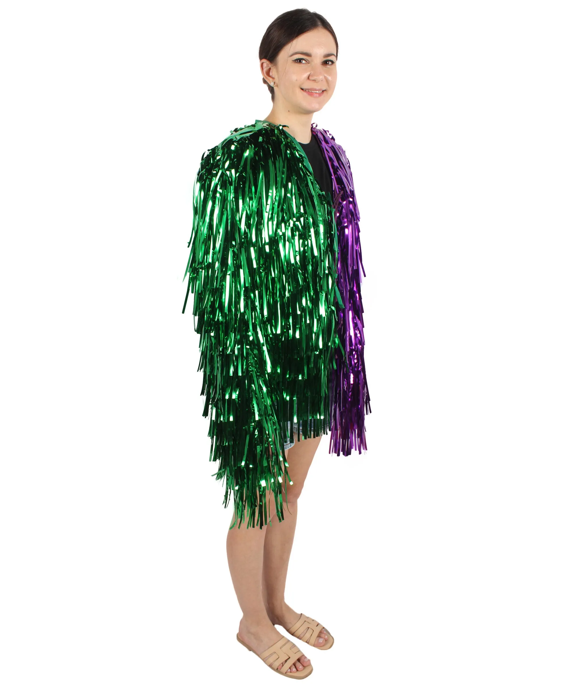 HPO Adult Unisex Carnival Two Tone Thick Tinsel Costume Jacket,multple color,Halloween and Cosplay, Flame-retardant Tinsel Material