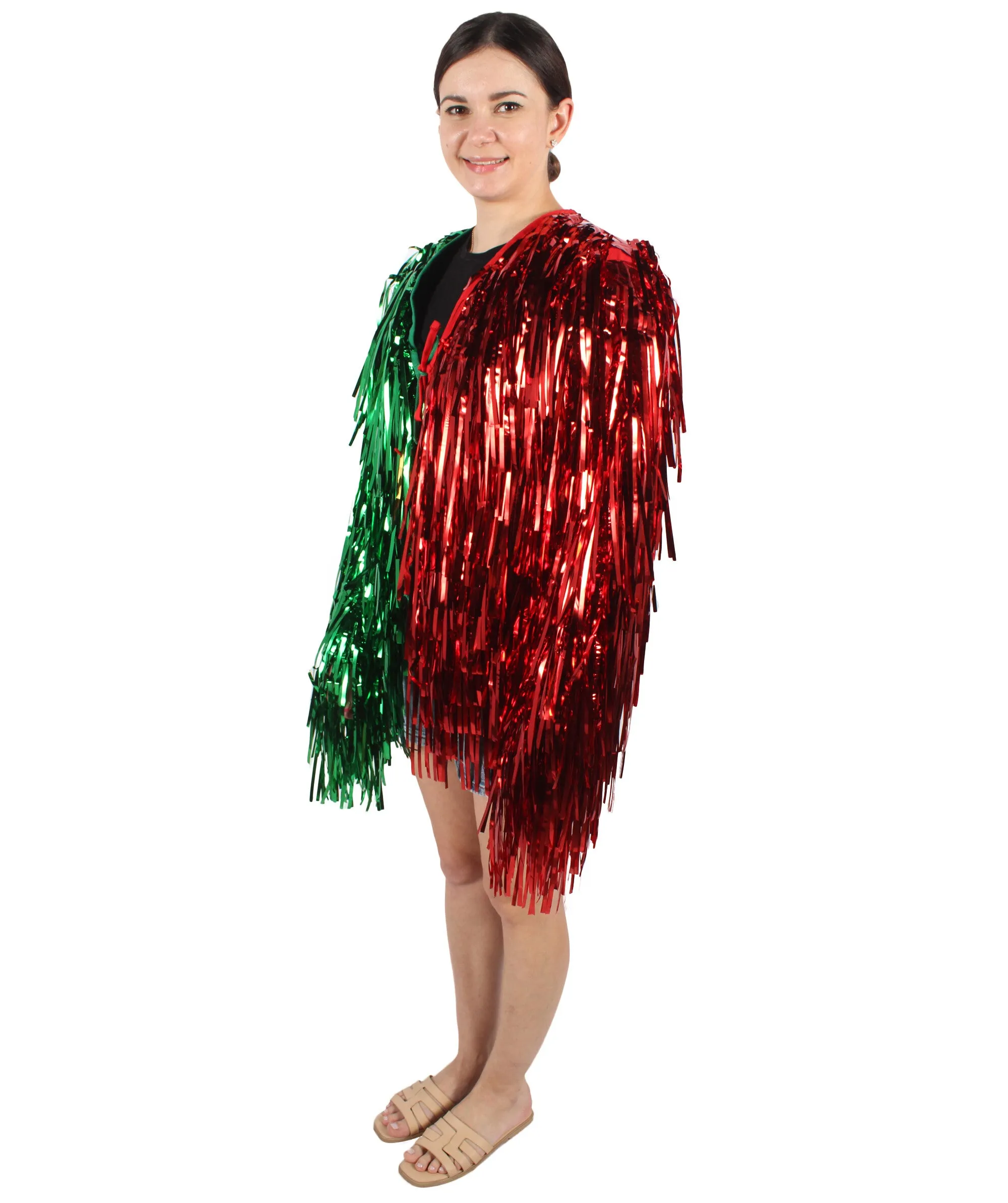 HPO Adult Unisex Carnival Two Tone Thick Tinsel Costume Jacket,multple color,Halloween and Cosplay, Flame-retardant Tinsel Material