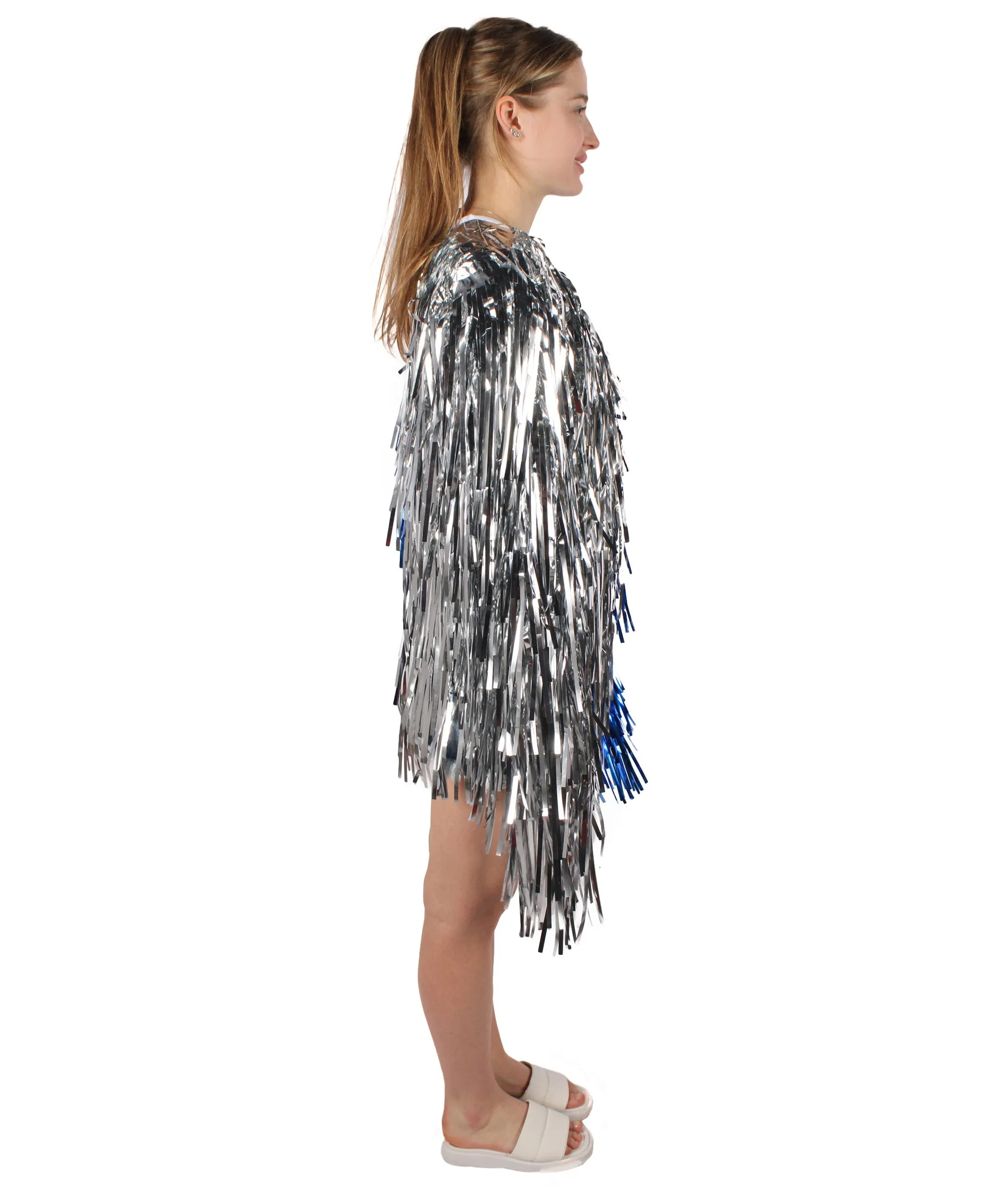 HPO Adult Unisex Carnival Two Tone Thick Tinsel Costume Jacket,multple color,Halloween and Cosplay, Flame-retardant Tinsel Material