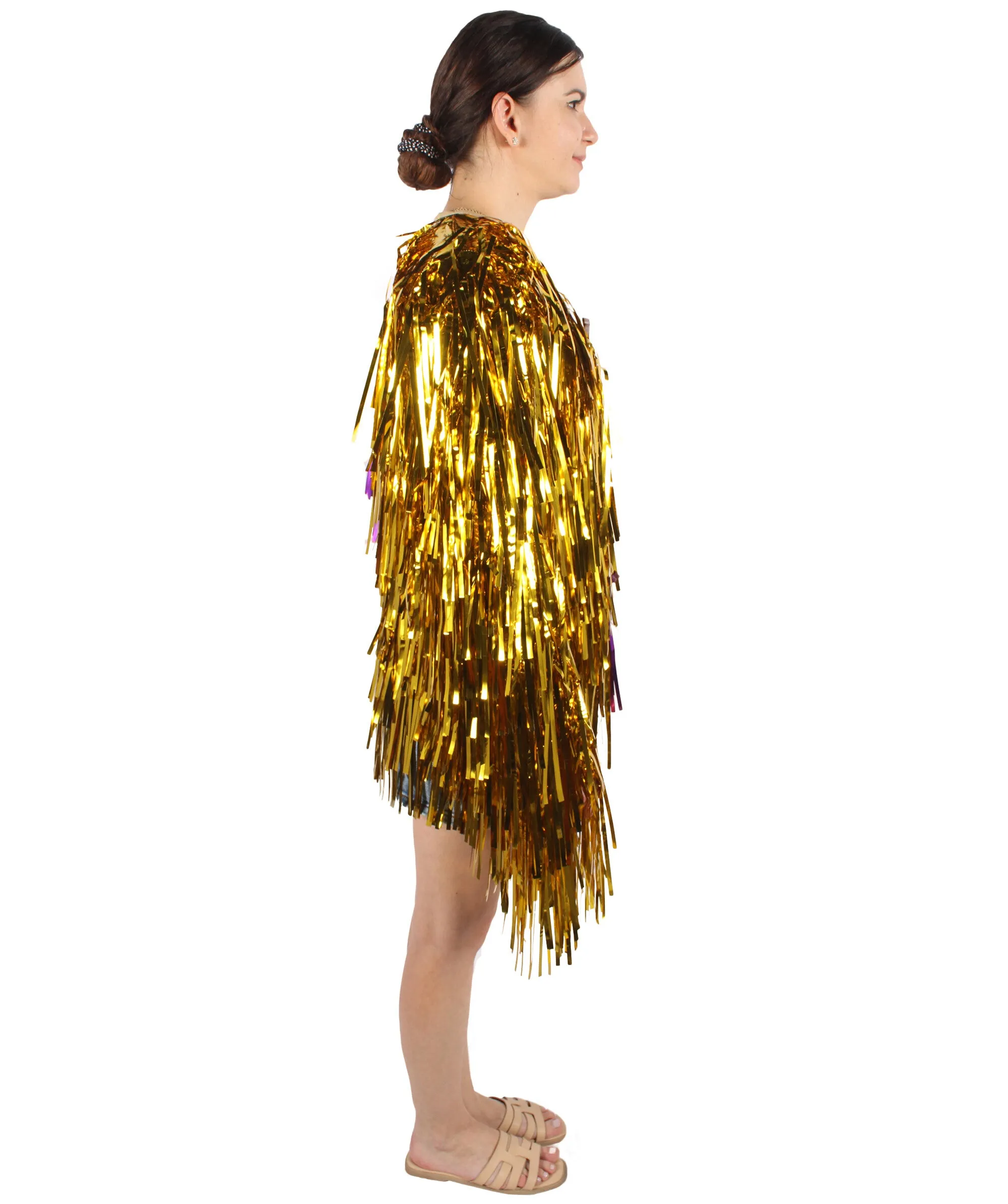 HPO Adult Unisex Carnival Two Tone Thick Tinsel Costume Jacket,multple color,Halloween and Cosplay, Flame-retardant Tinsel Material