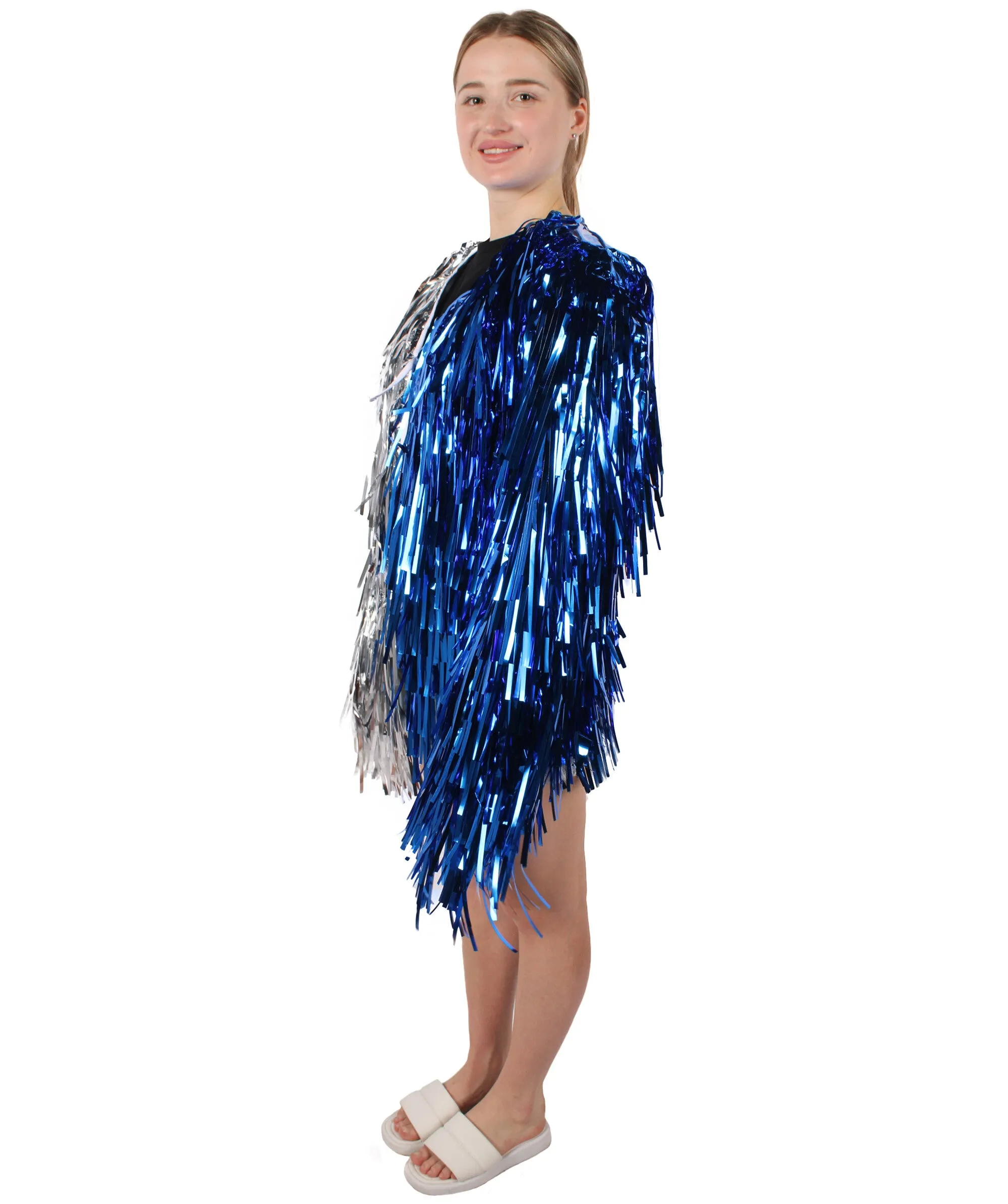 HPO Adult Unisex Carnival Two Tone Thick Tinsel Costume Jacket,multple color,Halloween and Cosplay, Flame-retardant Tinsel Material