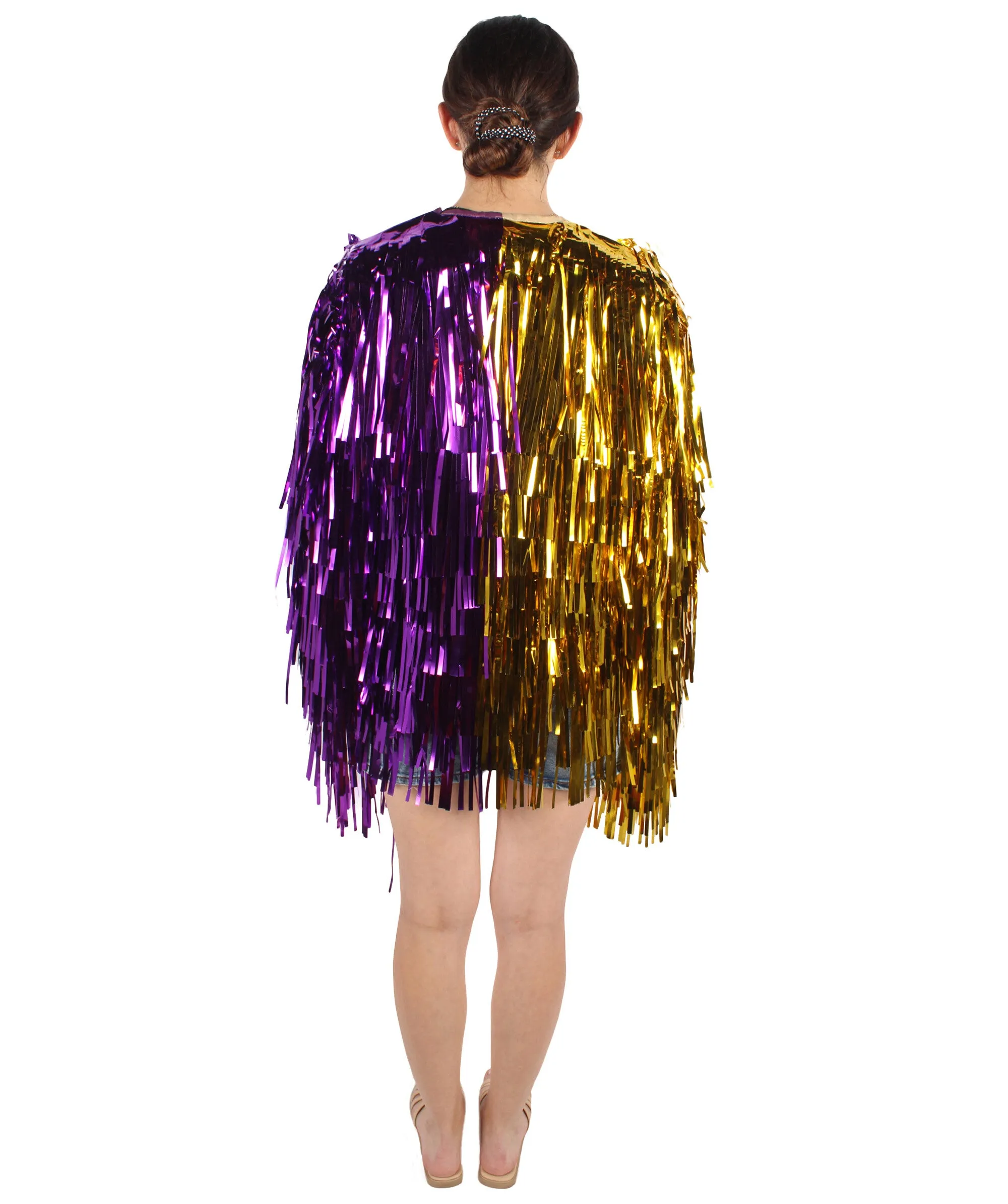 HPO Adult Unisex Carnival Two Tone Thick Tinsel Costume Jacket,multple color,Halloween and Cosplay, Flame-retardant Tinsel Material