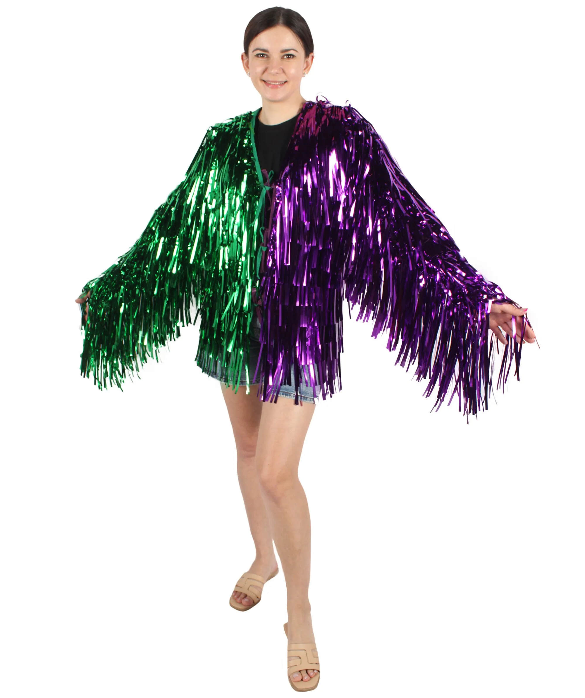 HPO Adult Unisex Carnival Two Tone Thick Tinsel Costume Jacket,multple color,Halloween and Cosplay, Flame-retardant Tinsel Material