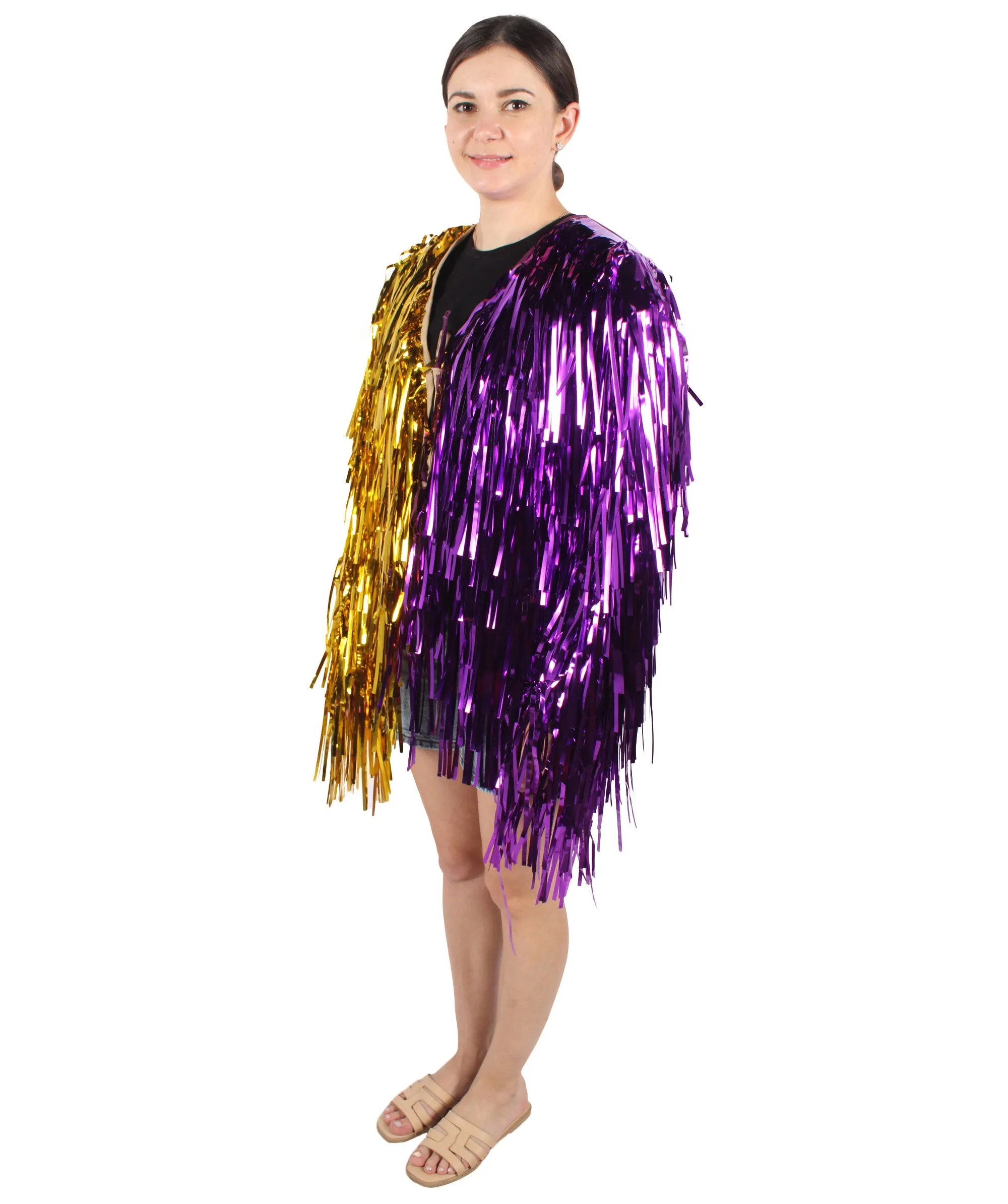 HPO Adult Unisex Carnival Two Tone Thick Tinsel Costume Jacket,multple color,Halloween and Cosplay, Flame-retardant Tinsel Material