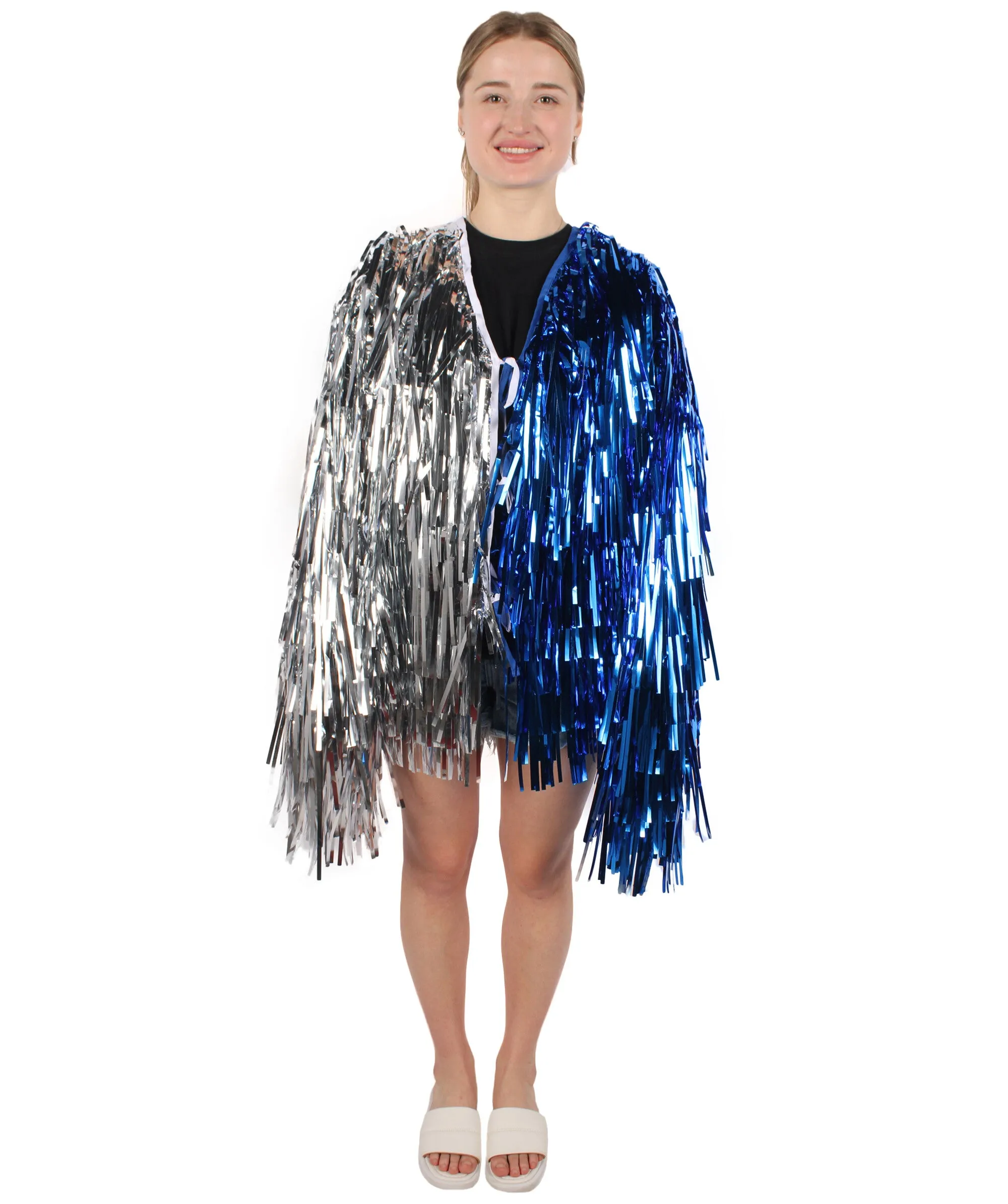 HPO Adult Unisex Carnival Two Tone Thick Tinsel Costume Jacket,multple color,Halloween and Cosplay, Flame-retardant Tinsel Material