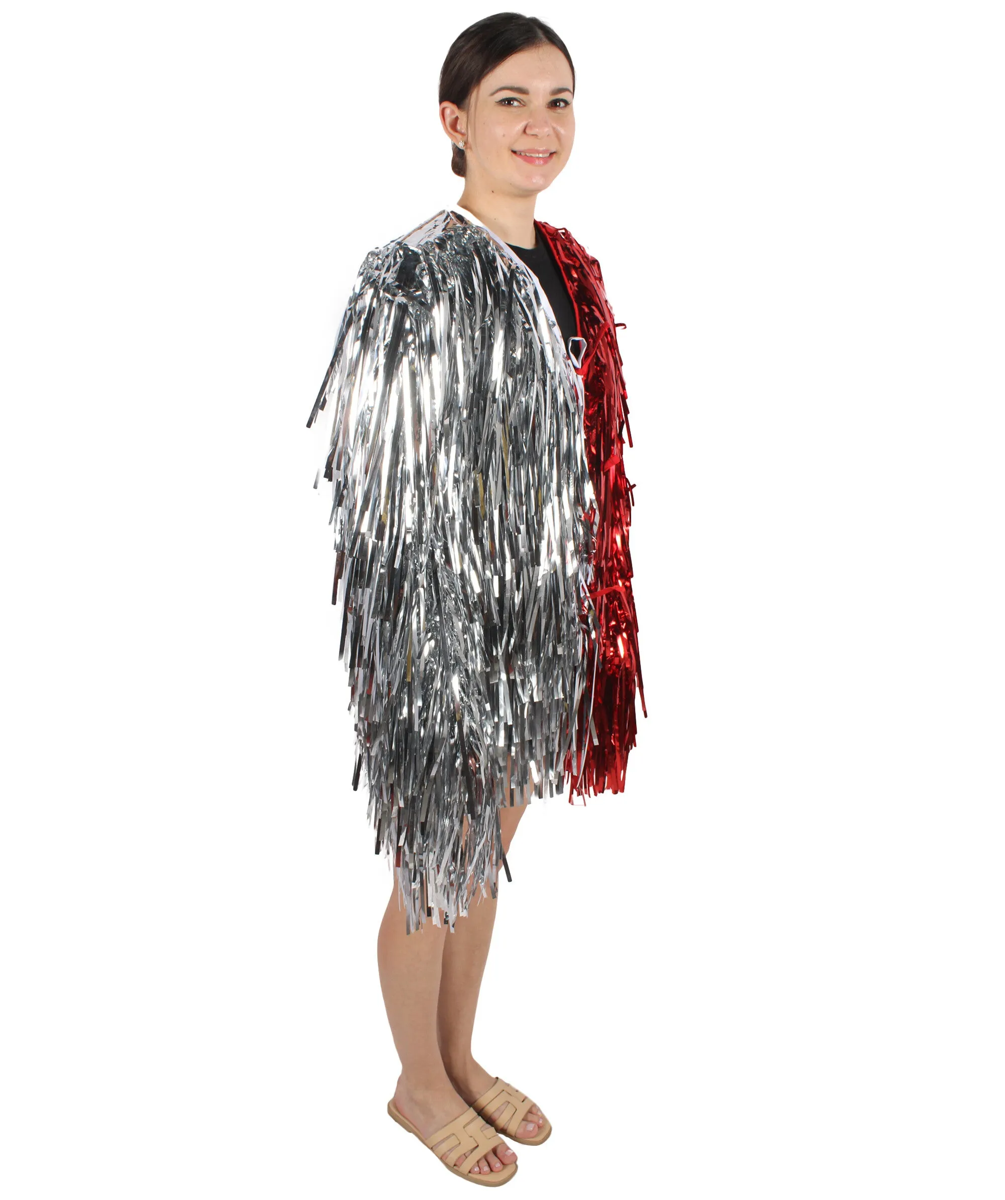 HPO Adult Unisex Carnival Two Tone Thick Tinsel Costume Jacket,multple color,Halloween and Cosplay, Flame-retardant Tinsel Material