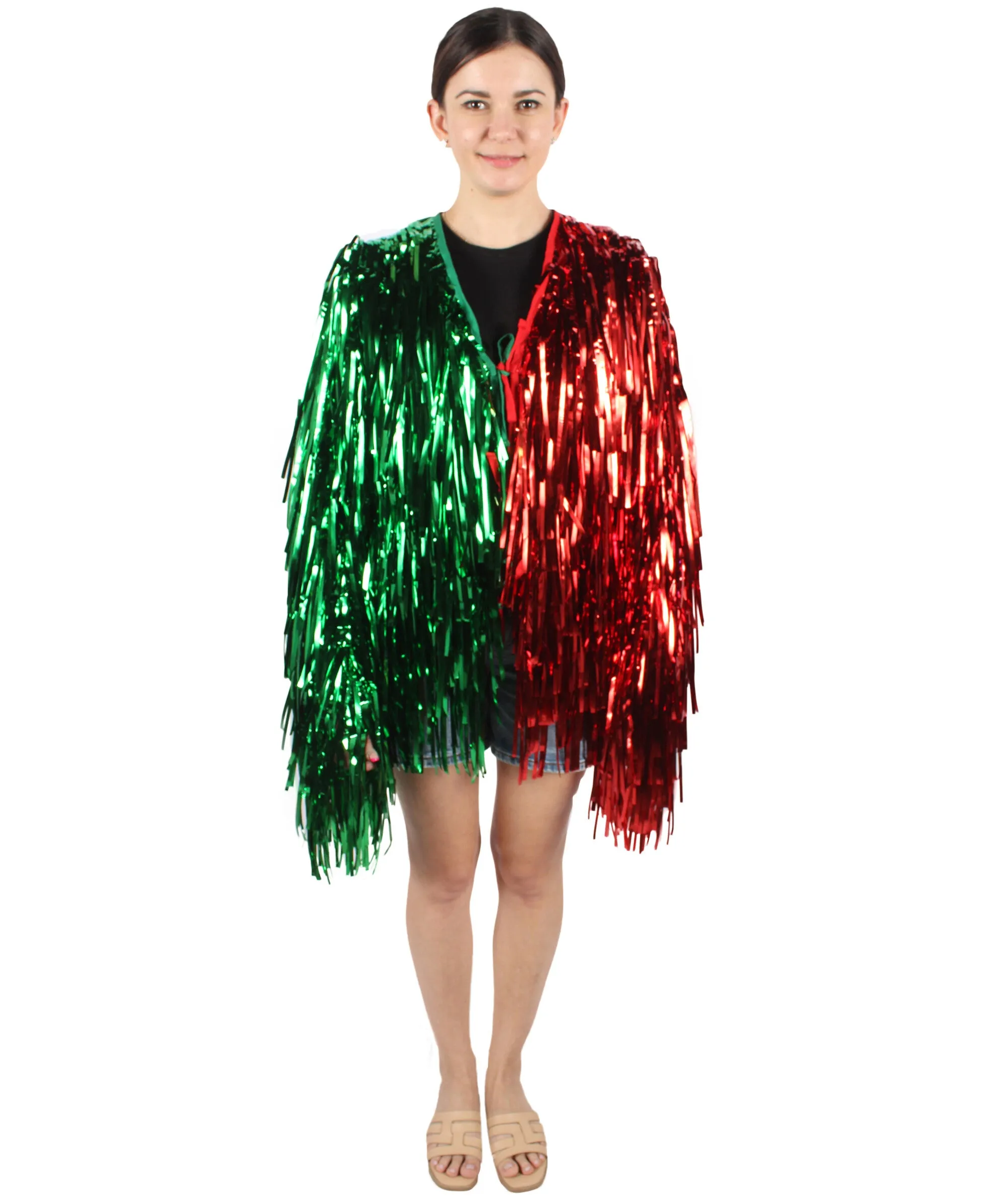 HPO Adult Unisex Carnival Two Tone Thick Tinsel Costume Jacket,multple color,Halloween and Cosplay, Flame-retardant Tinsel Material