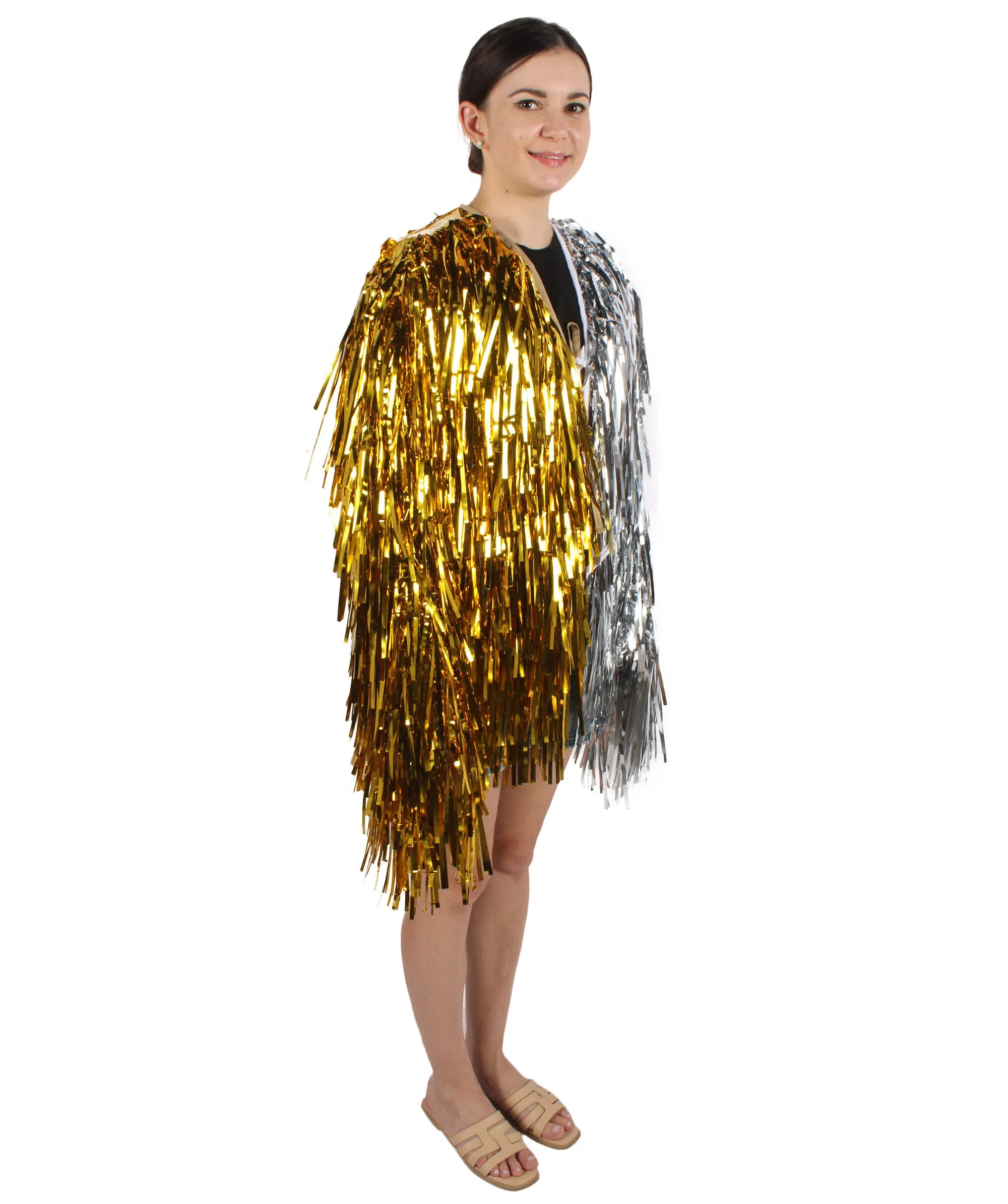 HPO Adult Unisex Carnival Two Tone Thick Tinsel Costume Jacket,multple color,Halloween and Cosplay, Flame-retardant Tinsel Material