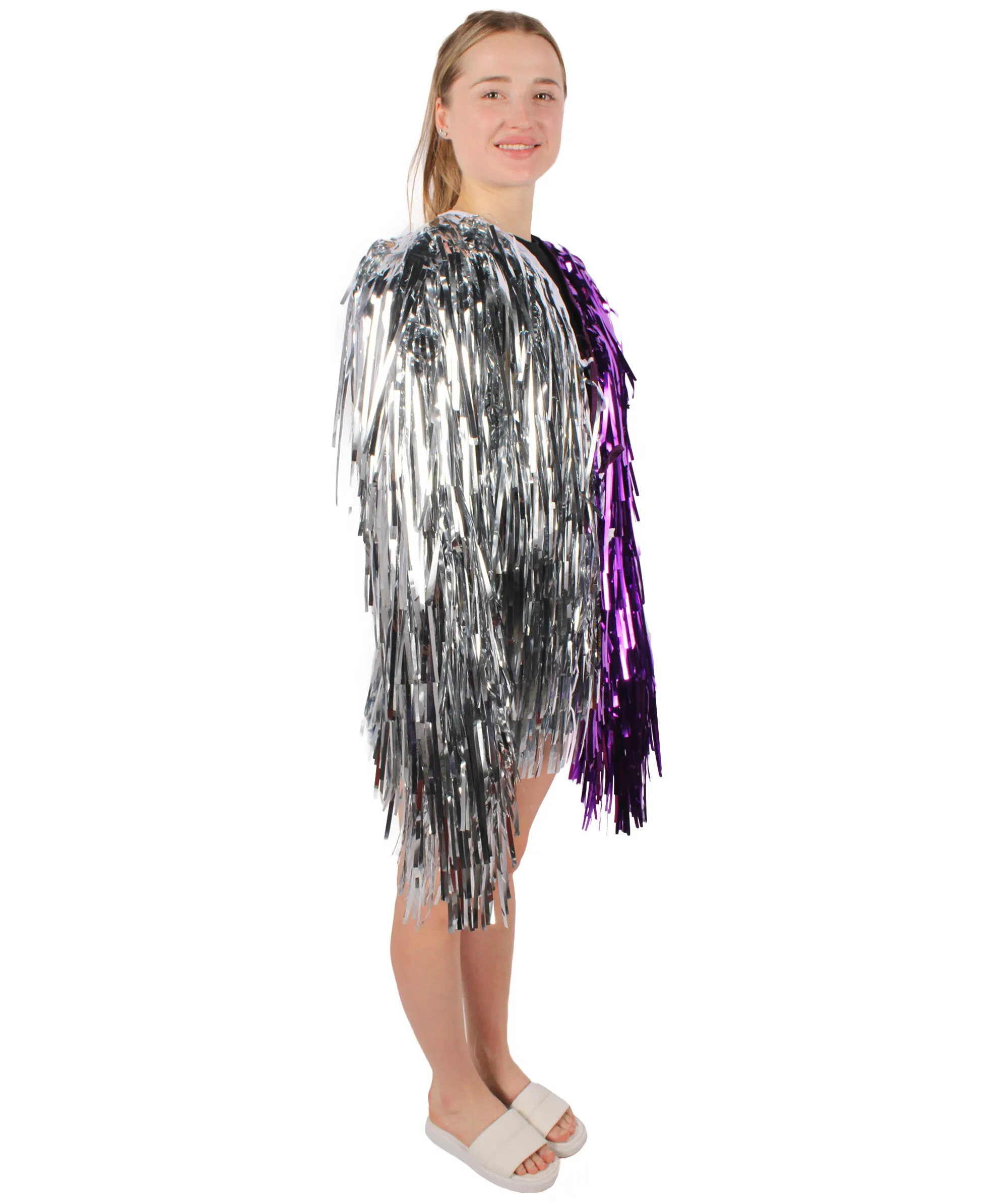 HPO Adult Unisex Carnival Two Tone Thick Tinsel Costume Jacket,multple color,Halloween and Cosplay, Flame-retardant Tinsel Material